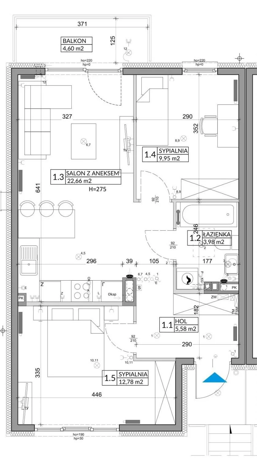 3 pokoje, mieszkanie 56,89 m², piętro 1, oferta nr 89B, Osiedle Młodych, Janczewice, ul. Jedności