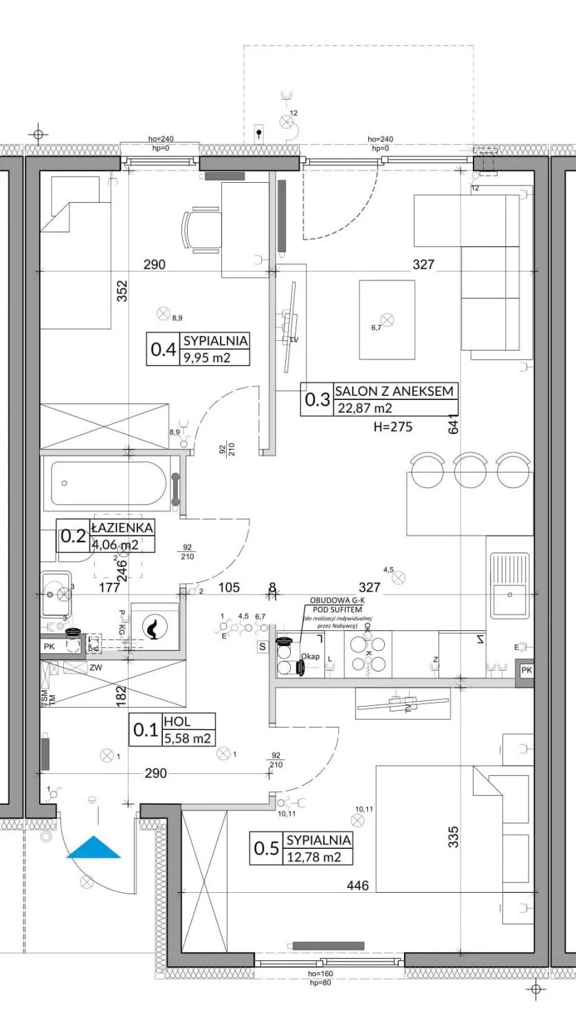 3 pokoje, mieszkanie 57,39 m², parter, oferta nr 90A, Osiedle Młodych, Janczewice, ul. Jedności