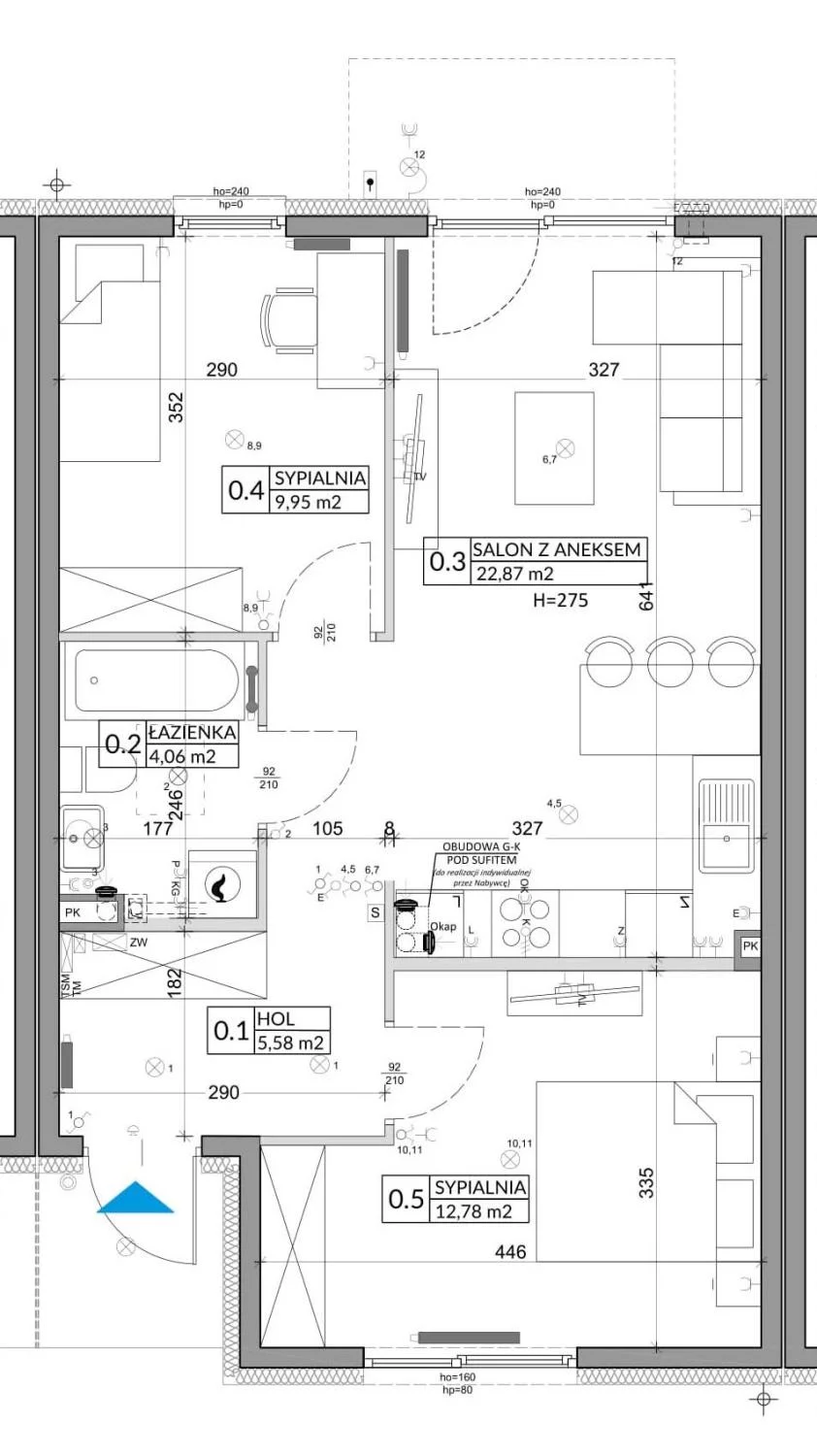 3 pokoje, mieszkanie 57,39 m², parter, oferta nr 91A, Osiedle Młodych, Janczewice, ul. Jedności