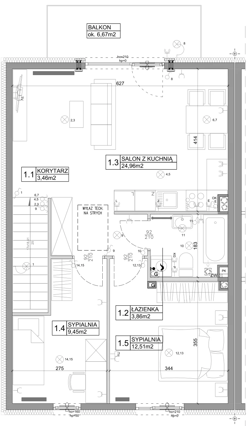 Mieszkanie 61,95 m², piętro 1, oferta nr 26, Boska Ksawerowska, Łódź, Górna, ul. Pabianicka