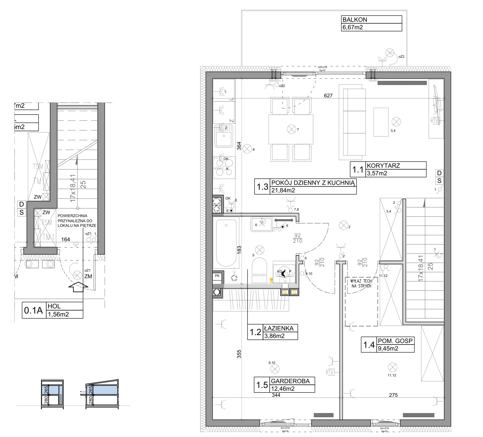 3 pokoje, mieszkanie 58,82 m², piętro 1, oferta nr 24, Manufaktura Marki 2, Marki, ul. Stawowa