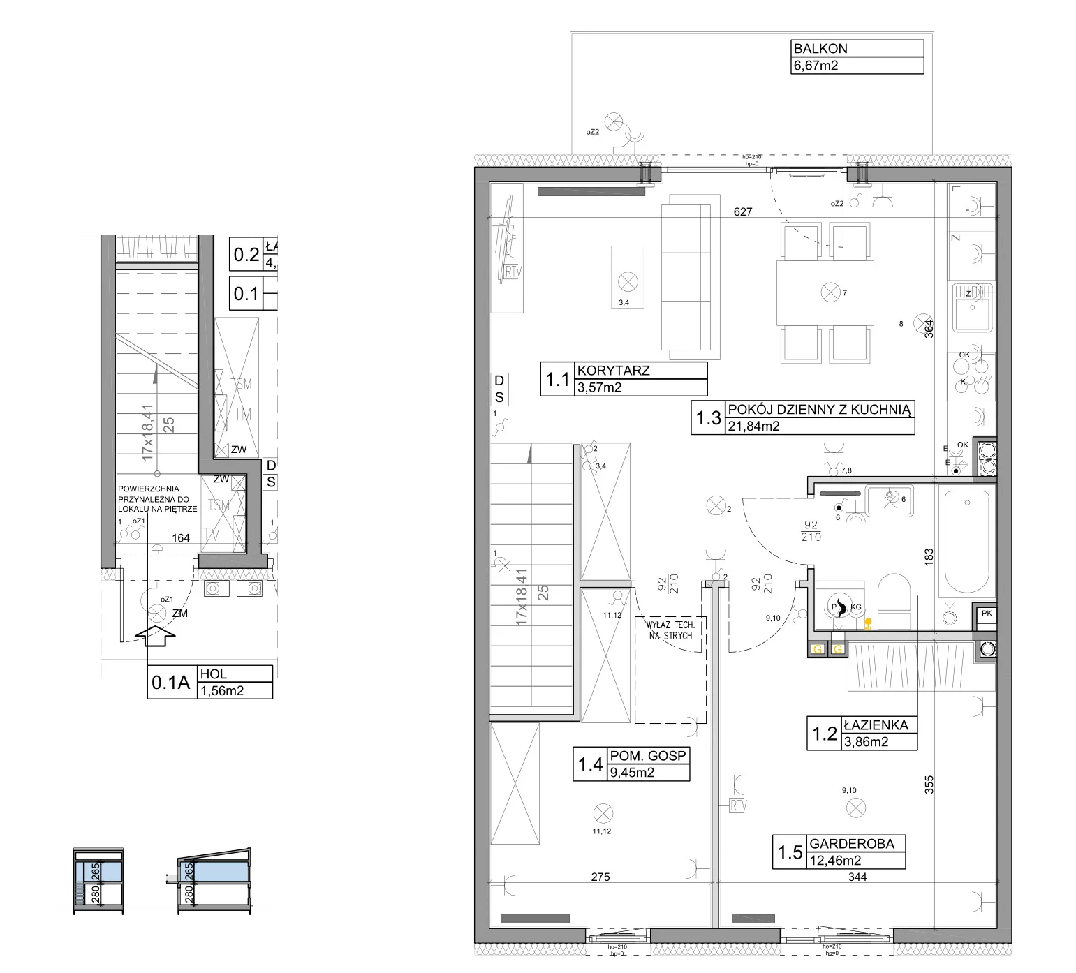 3 pokoje, mieszkanie 58,82 m², piętro 1, oferta nr 26, Manufaktura Marki 2, Marki, ul. Stawowa