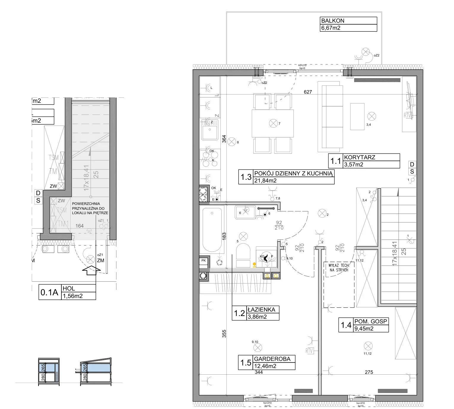 3 pokoje, mieszkanie 58,82 m², piętro 1, oferta nr 28, Manufaktura Marki 2, Marki, ul. Stawowa