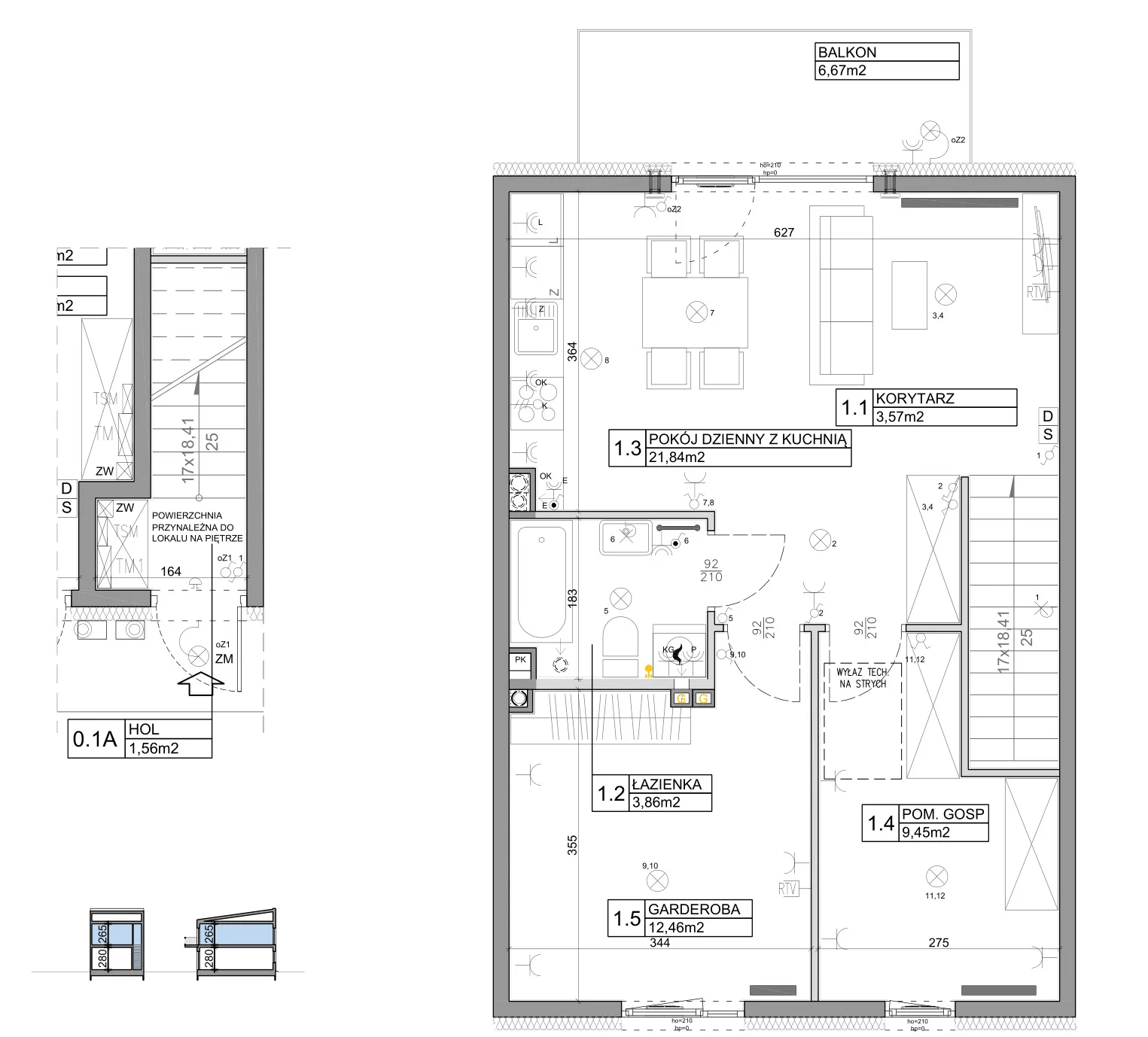 3 pokoje, mieszkanie 58,82 m², piętro 1, oferta nr 32, Manufaktura Marki 2, Marki, ul. Stawowa