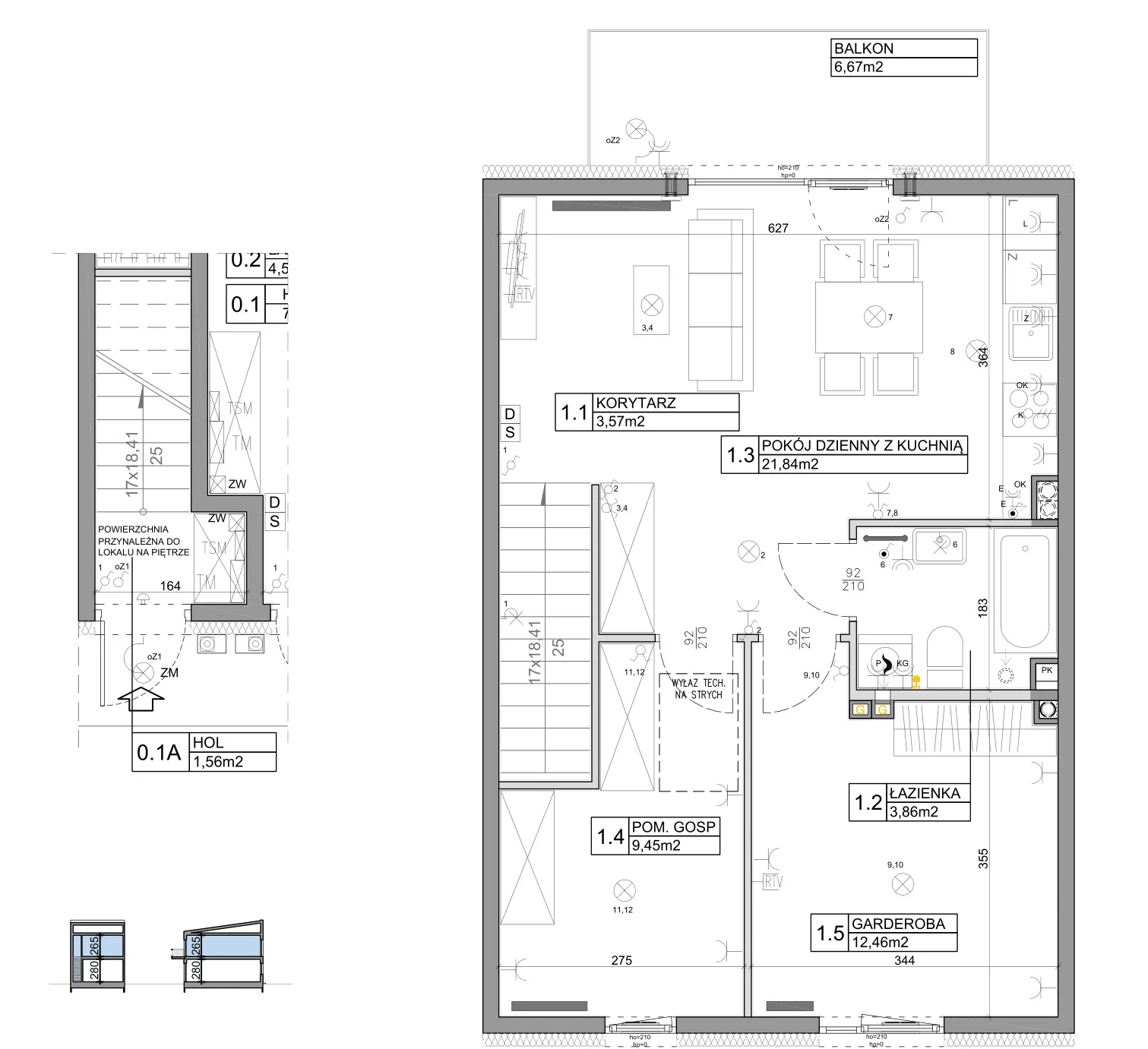 3 pokoje, mieszkanie 58,82 m², piętro 1, oferta nr 38, Manufaktura Marki 2, Marki, ul. Stawowa