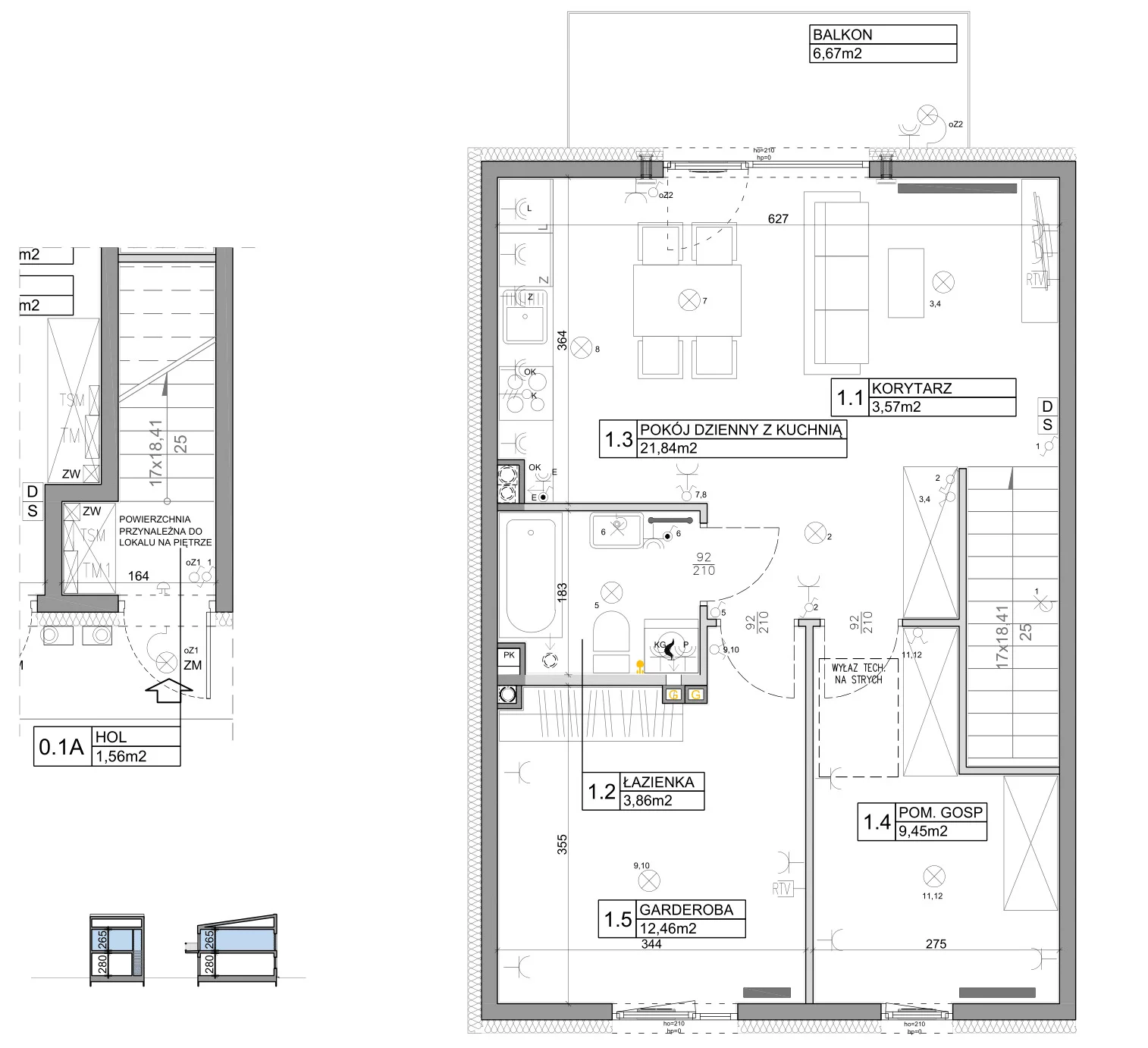 3 pokoje, mieszkanie 58,82 m², piętro 1, oferta nr 40, Manufaktura Marki 2, Marki, ul. Stawowa