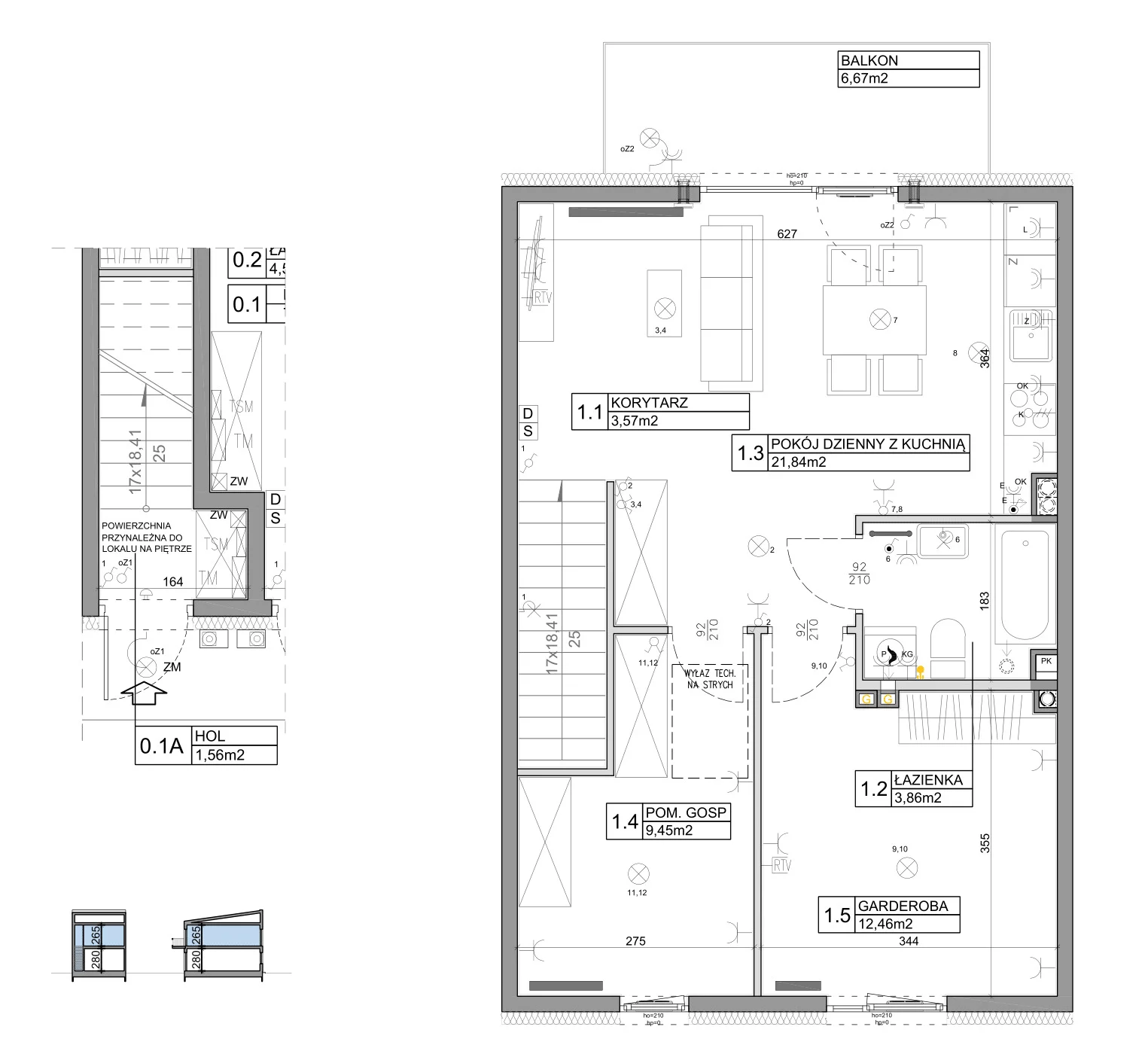 3 pokoje, mieszkanie 58,82 m², piętro 1, oferta nr 42, Manufaktura Marki 2, Marki, ul. Stawowa