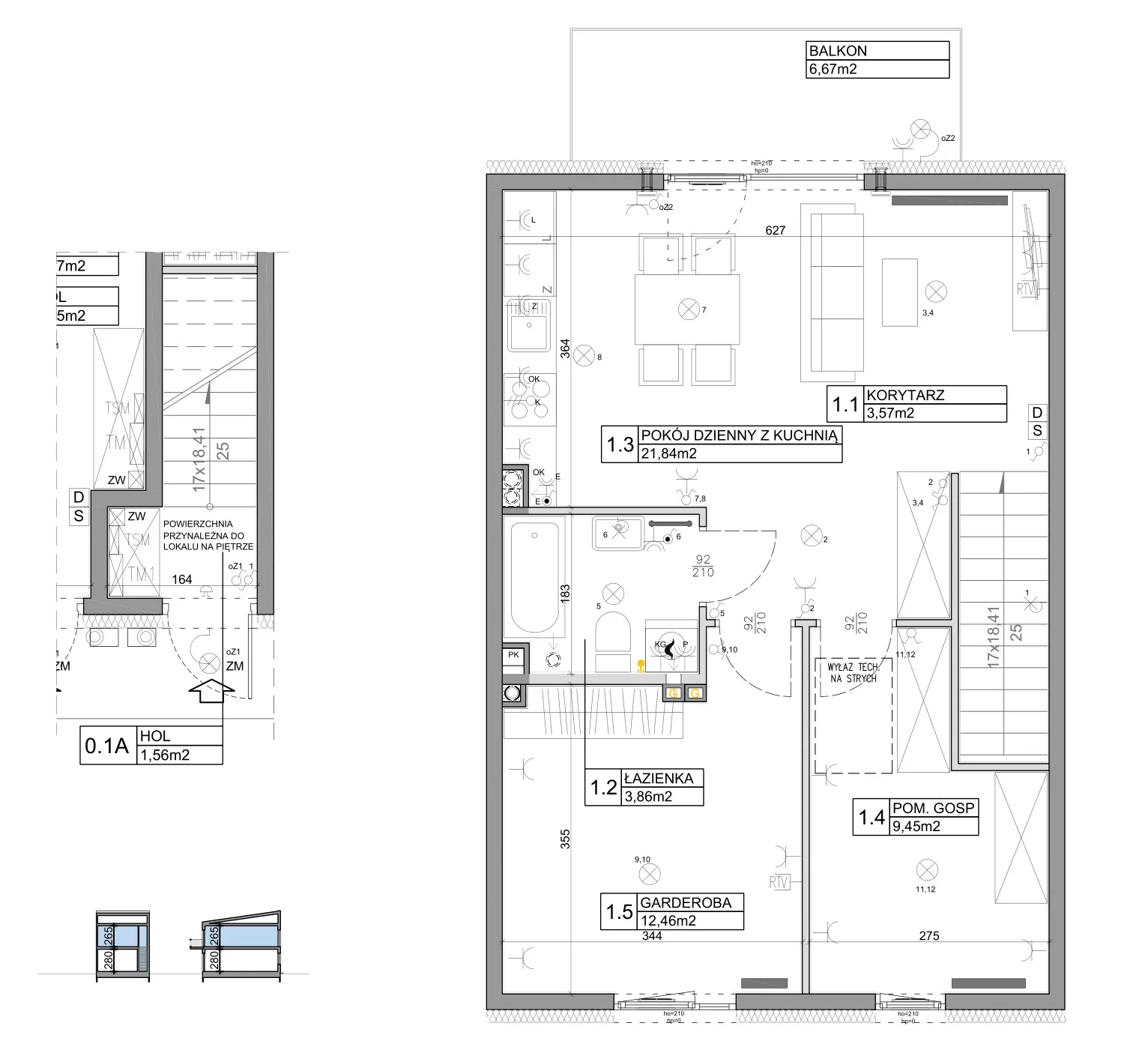 3 pokoje, mieszkanie 58,82 m², piętro 1, oferta nr 44, Manufaktura Marki 2, Marki, ul. Stawowa