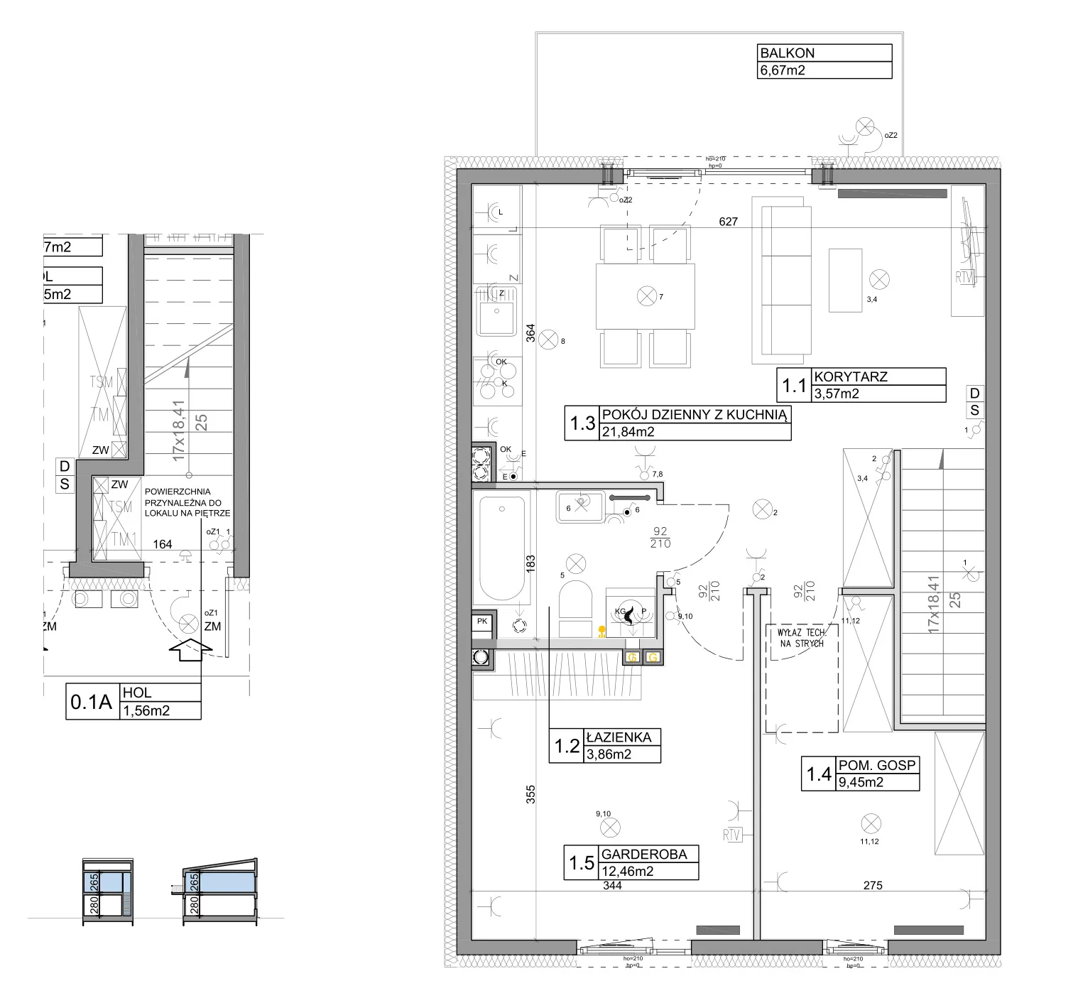 3 pokoje, mieszkanie 58,82 m², piętro 1, oferta nr 48, Manufaktura Marki 2, Marki, ul. Stawowa