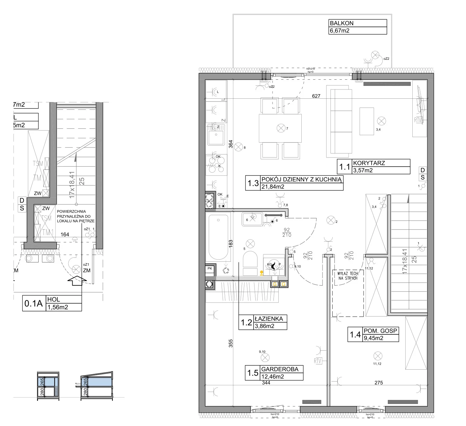 3 pokoje, mieszkanie 58,82 m², piętro 1, oferta nr 52, Manufaktura Marki 2, Marki, ul. Stawowa