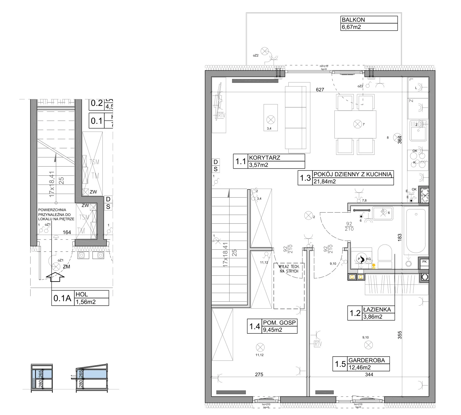 3 pokoje, mieszkanie 58,82 m², piętro 1, oferta nr 54, Manufaktura Marki 2, Marki, ul. Stawowa