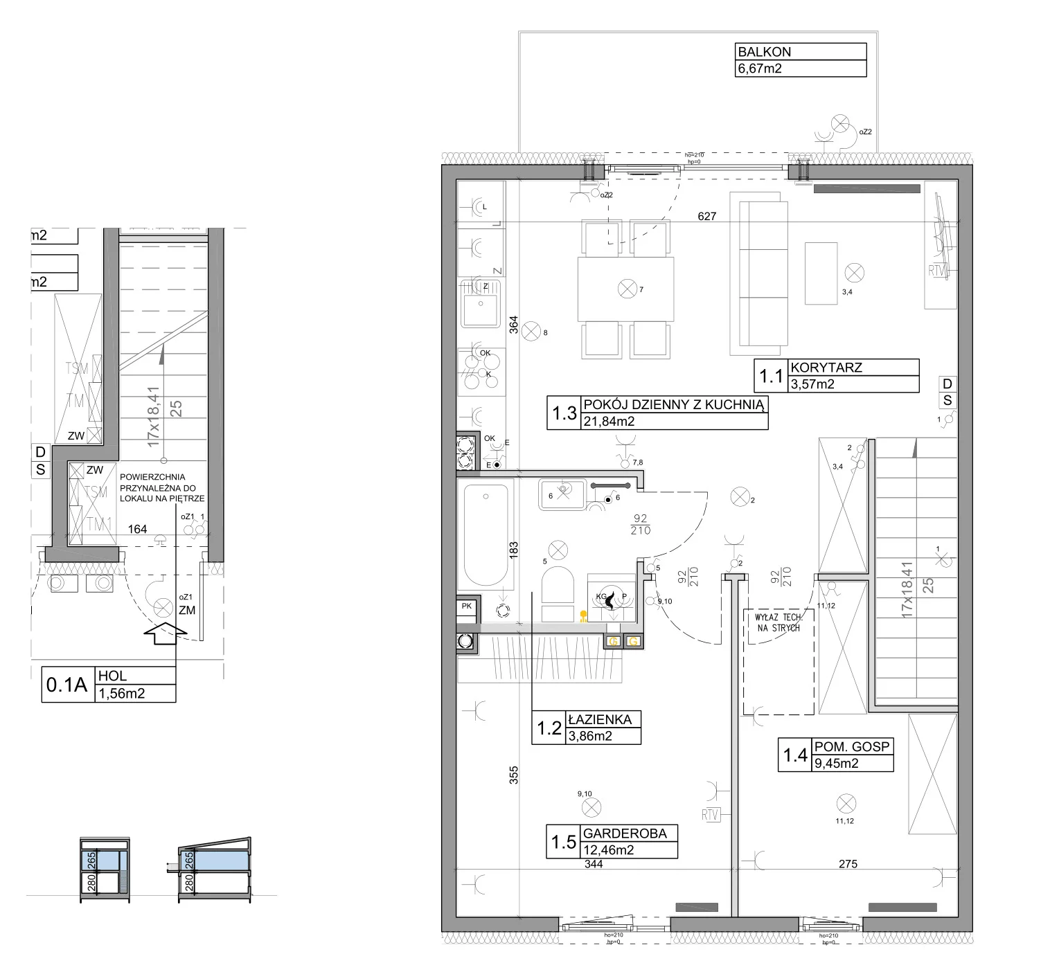 3 pokoje, mieszkanie 58,82 m², piętro 1, oferta nr 56, Manufaktura Marki 2, Marki, ul. Stawowa