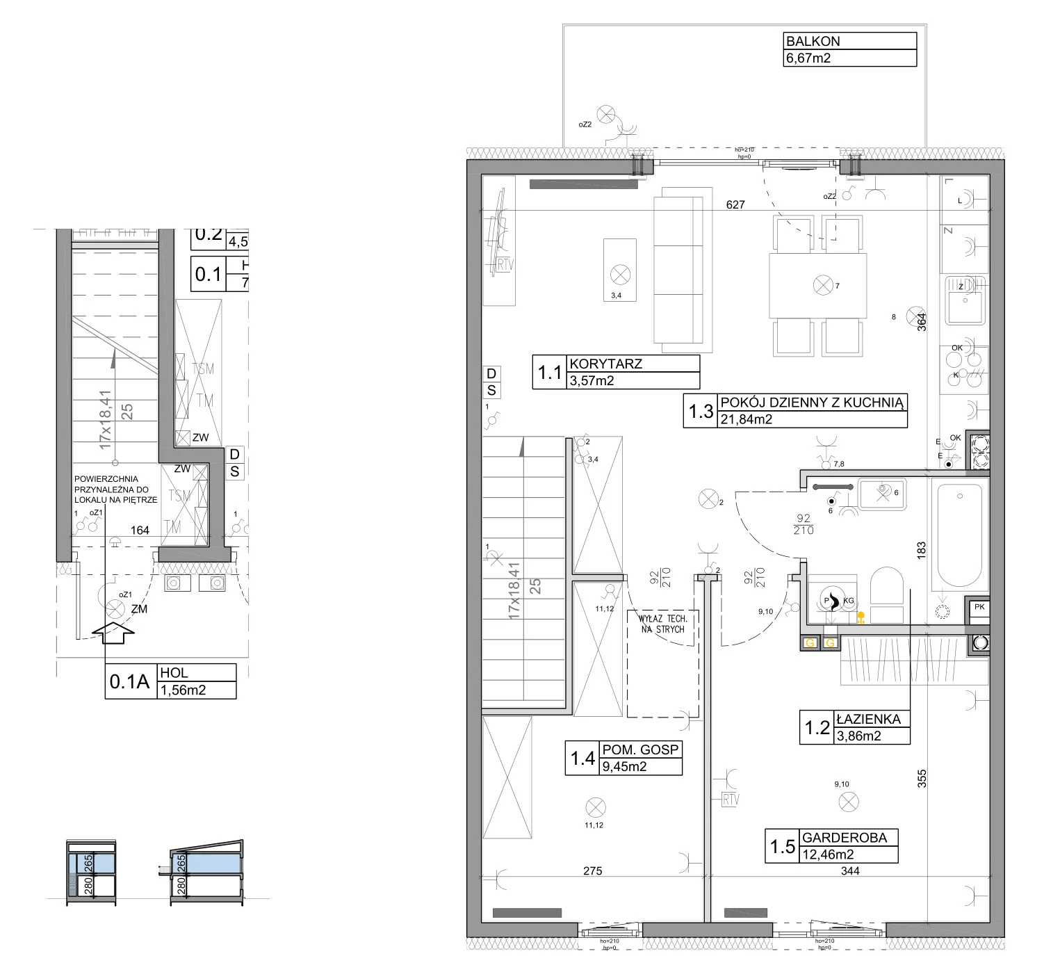 3 pokoje, mieszkanie 58,82 m², piętro 1, oferta nr 58, Manufaktura Marki 2, Marki, ul. Stawowa