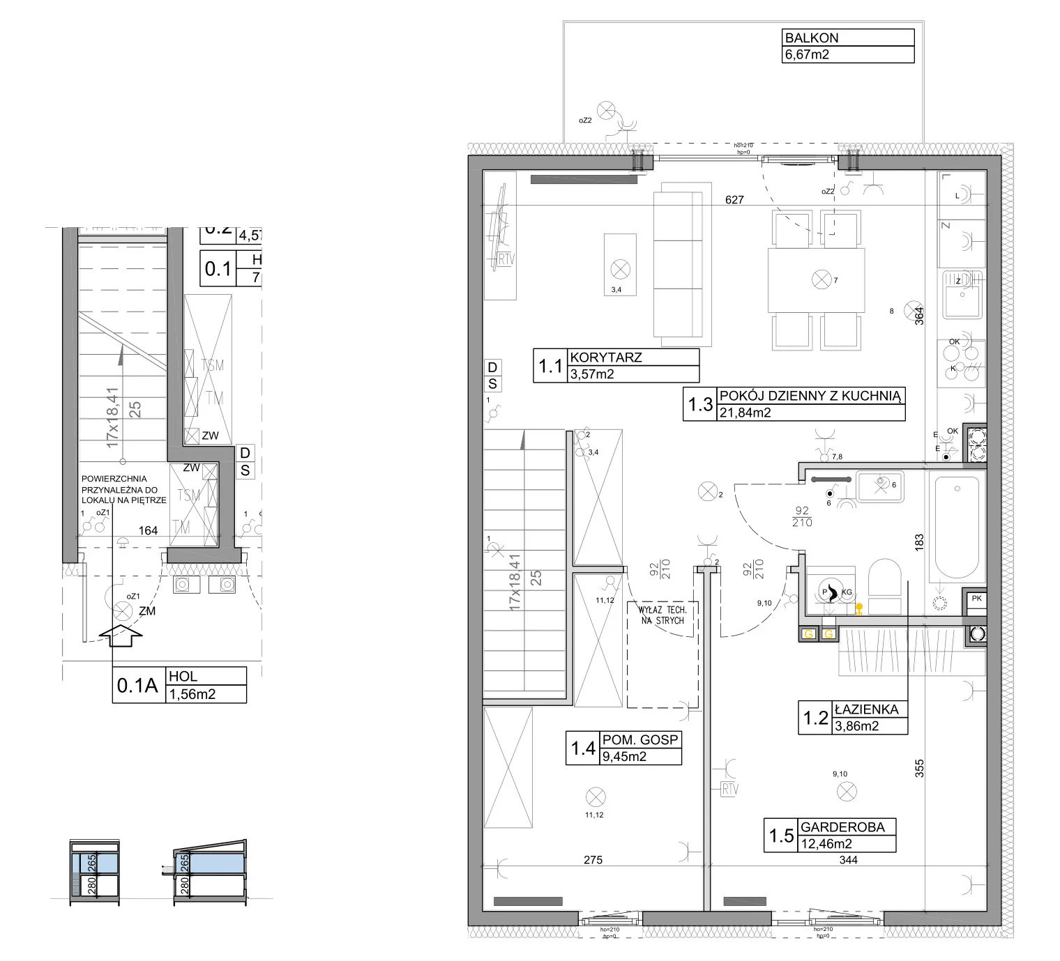 3 pokoje, mieszkanie 58,82 m², piętro 1, oferta nr 60, Manufaktura Marki 2, Marki, ul. Stawowa