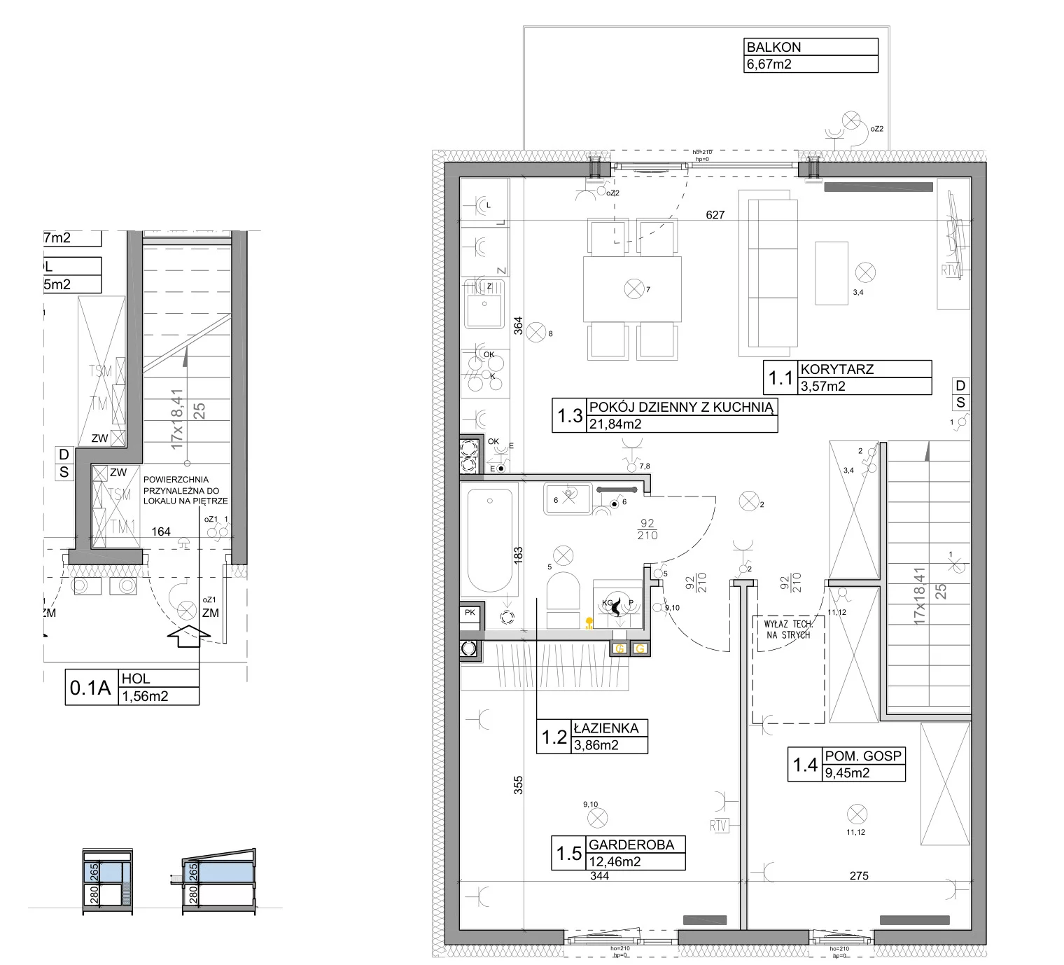 3 pokoje, mieszkanie 58,82 m², piętro 1, oferta nr 62, Manufaktura Marki 2, Marki, ul. Stawowa