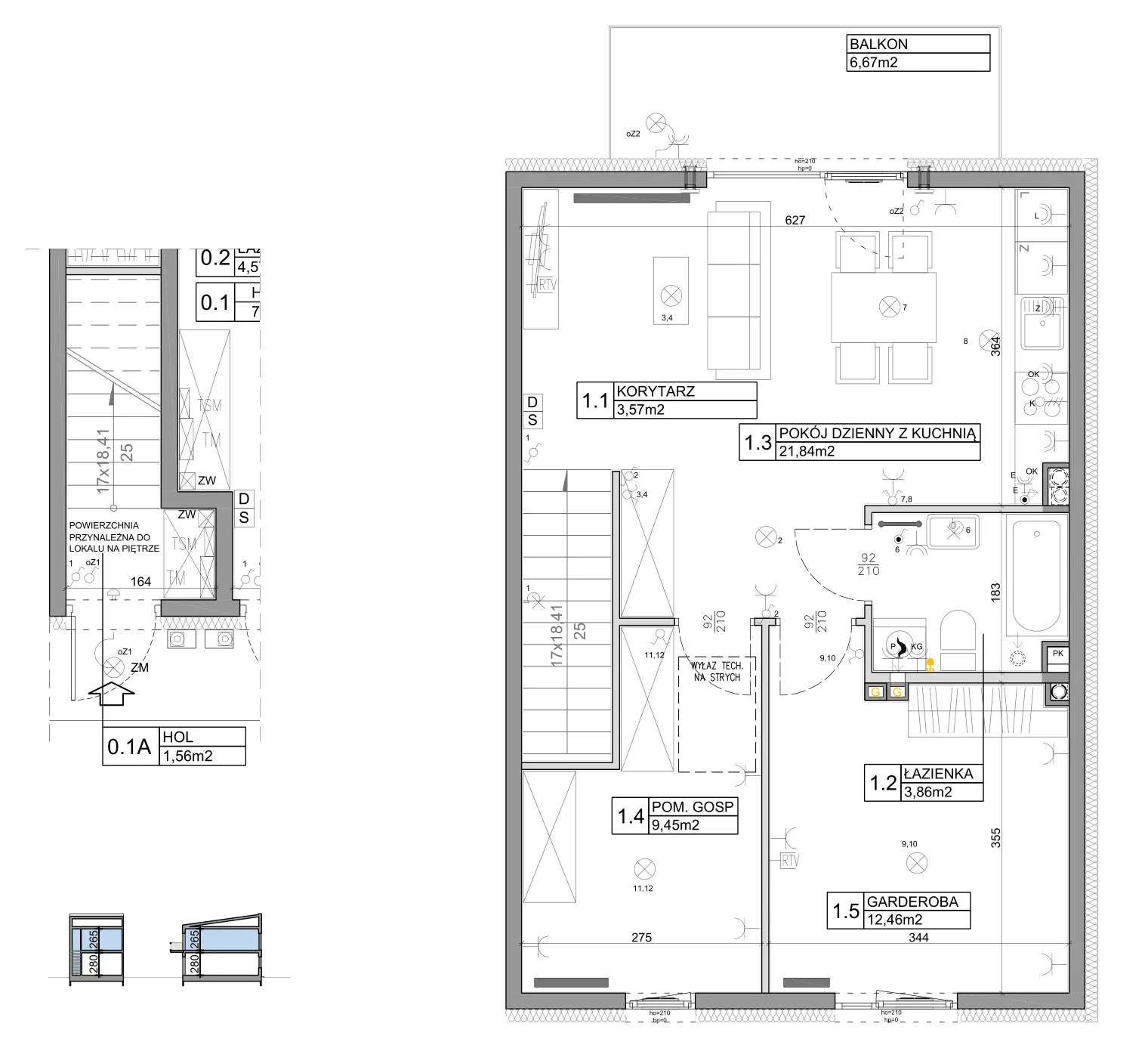 3 pokoje, mieszkanie 58,82 m², piętro 1, oferta nr 72, Manufaktura Marki 2, Marki, ul. Stawowa