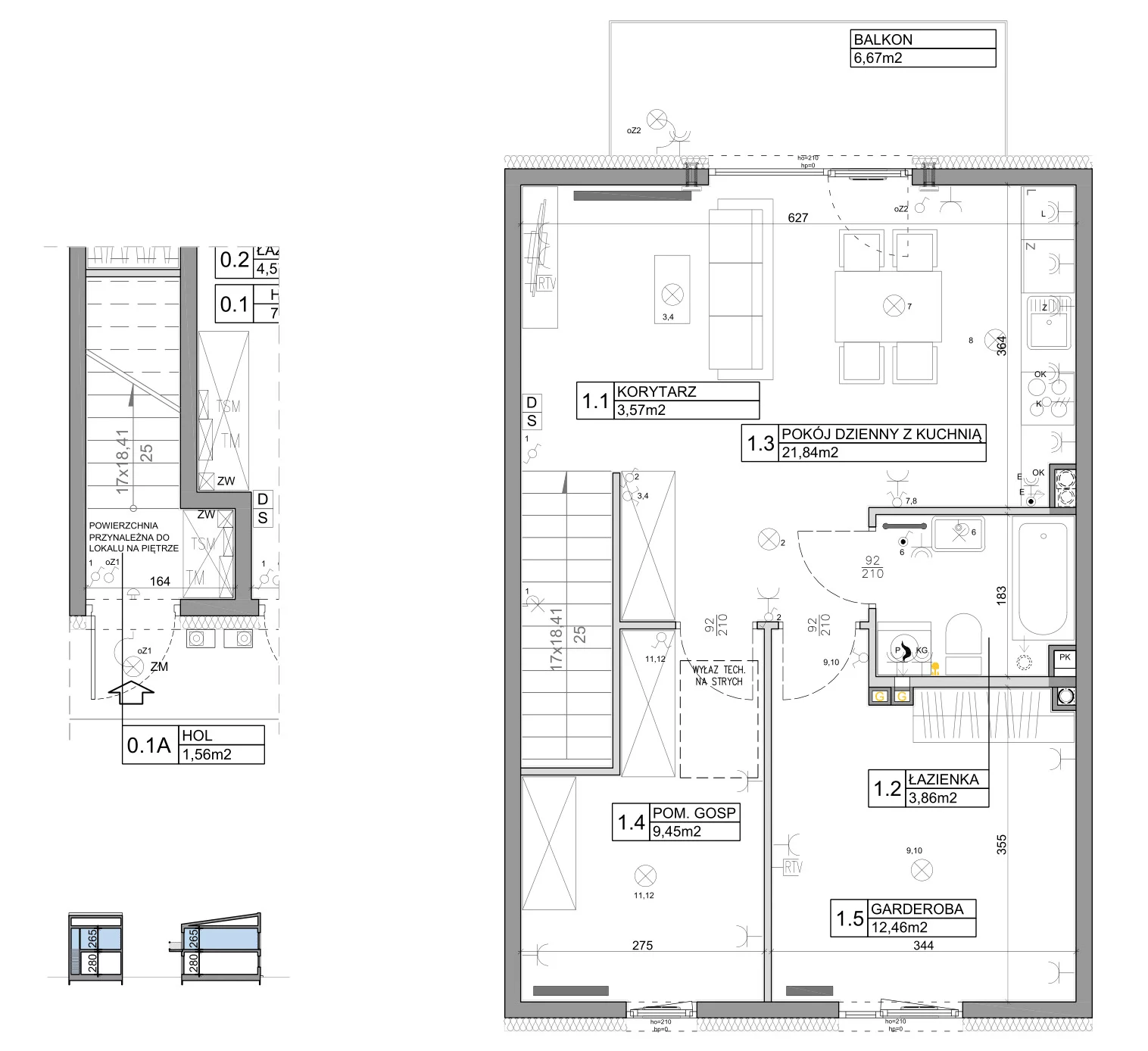 3 pokoje, mieszkanie 58,82 m², piętro 1, oferta nr 76, Manufaktura Marki 2, Marki, ul. Stawowa