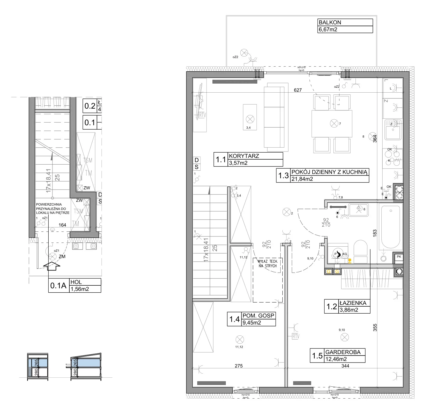 3 pokoje, mieszkanie 58,82 m², piętro 1, oferta nr 80, Manufaktura Marki 2, Marki, ul. Stawowa