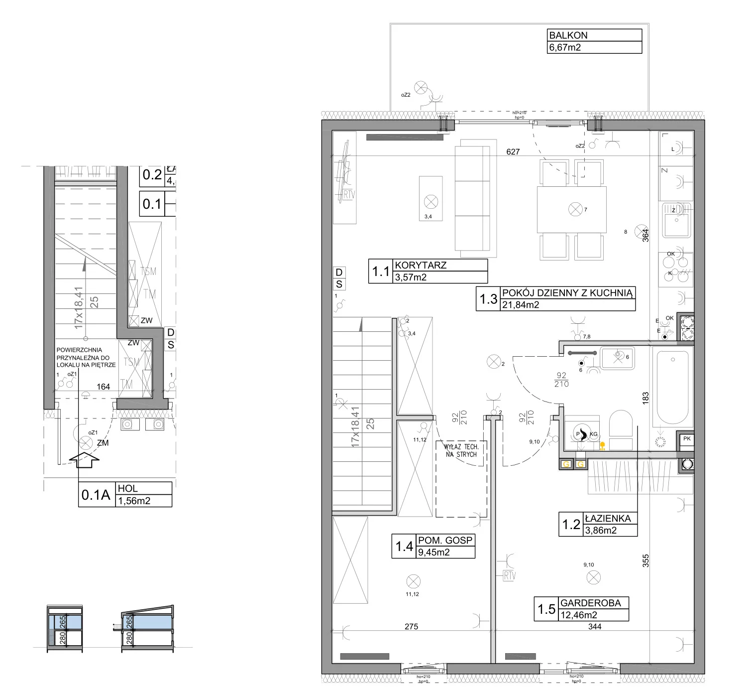 3 pokoje, mieszkanie 58,82 m², piętro 1, oferta nr 84, Manufaktura Marki 2, Marki, ul. Stawowa