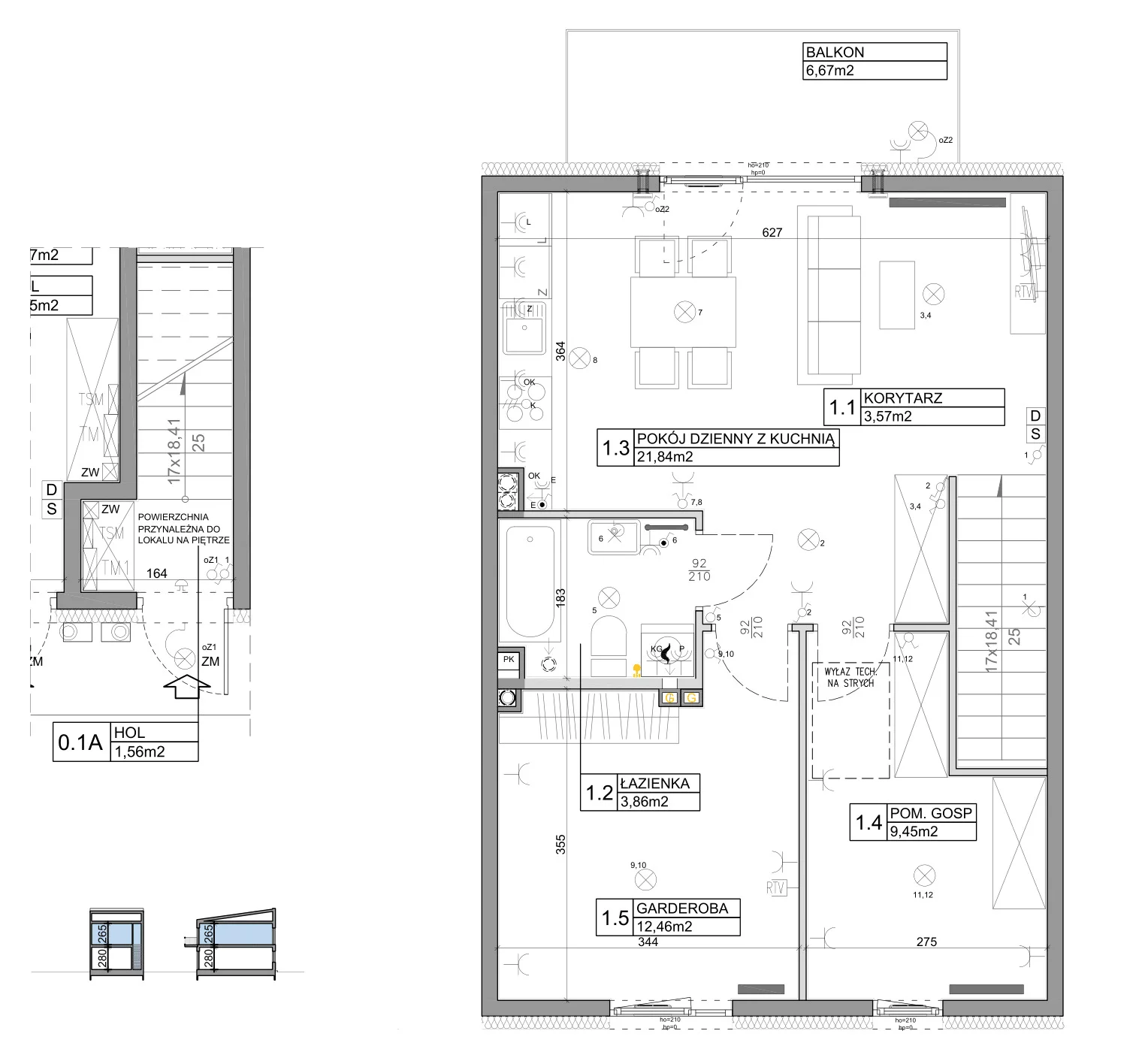 3 pokoje, mieszkanie 58,82 m², piętro 1, oferta nr 86, Manufaktura Marki 2, Marki, ul. Stawowa