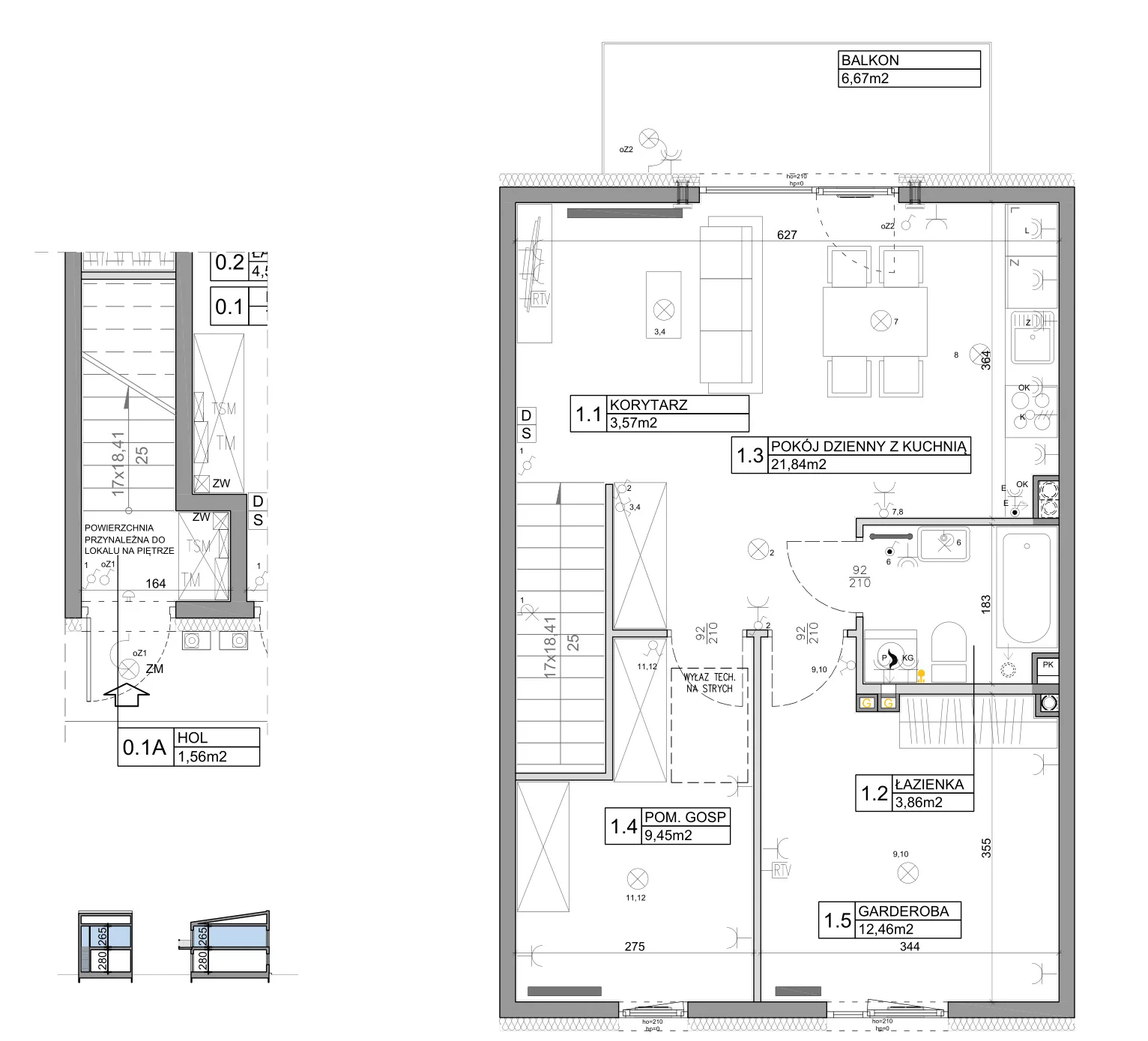 3 pokoje, mieszkanie 58,82 m², piętro 1, oferta nr 88, Manufaktura Marki 2, Marki, ul. Stawowa
