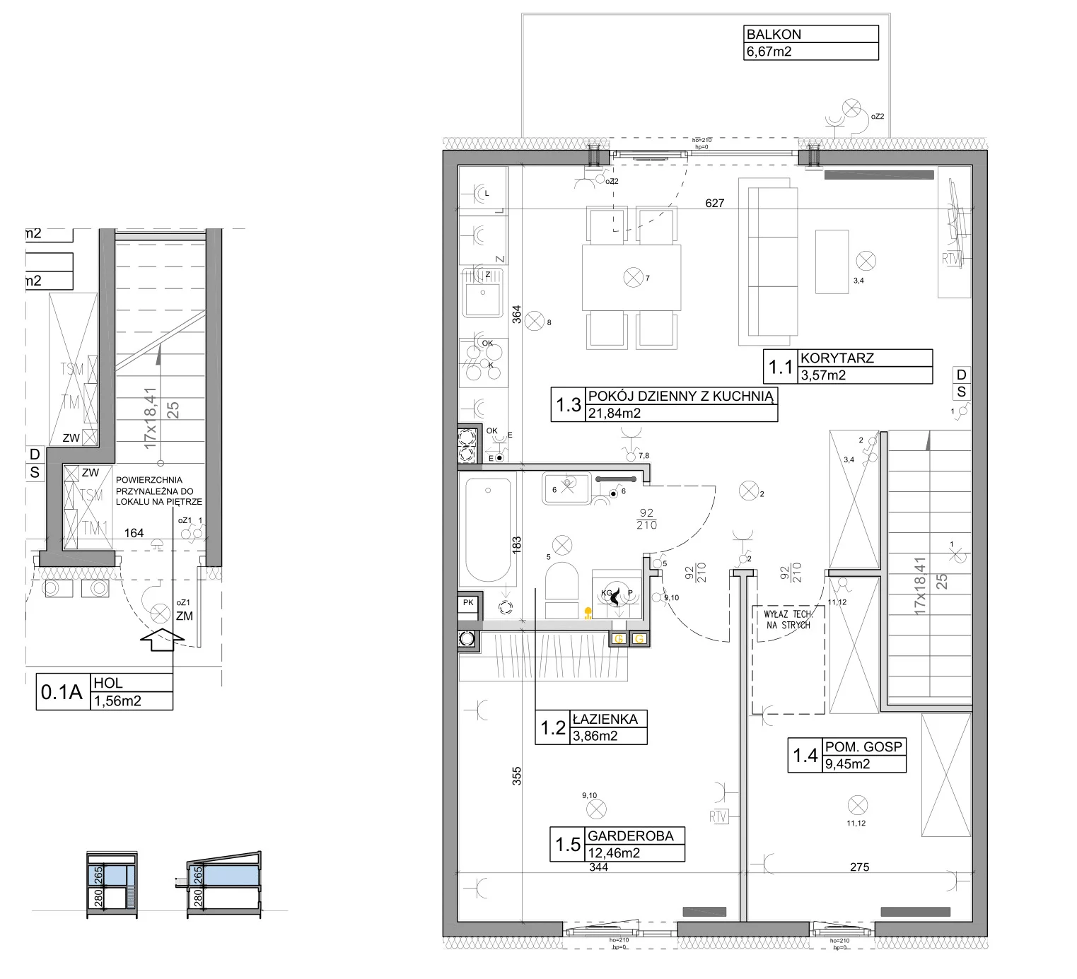 3 pokoje, mieszkanie 58,82 m², piętro 1, oferta nr 90, Manufaktura Marki 2, Marki, ul. Stawowa