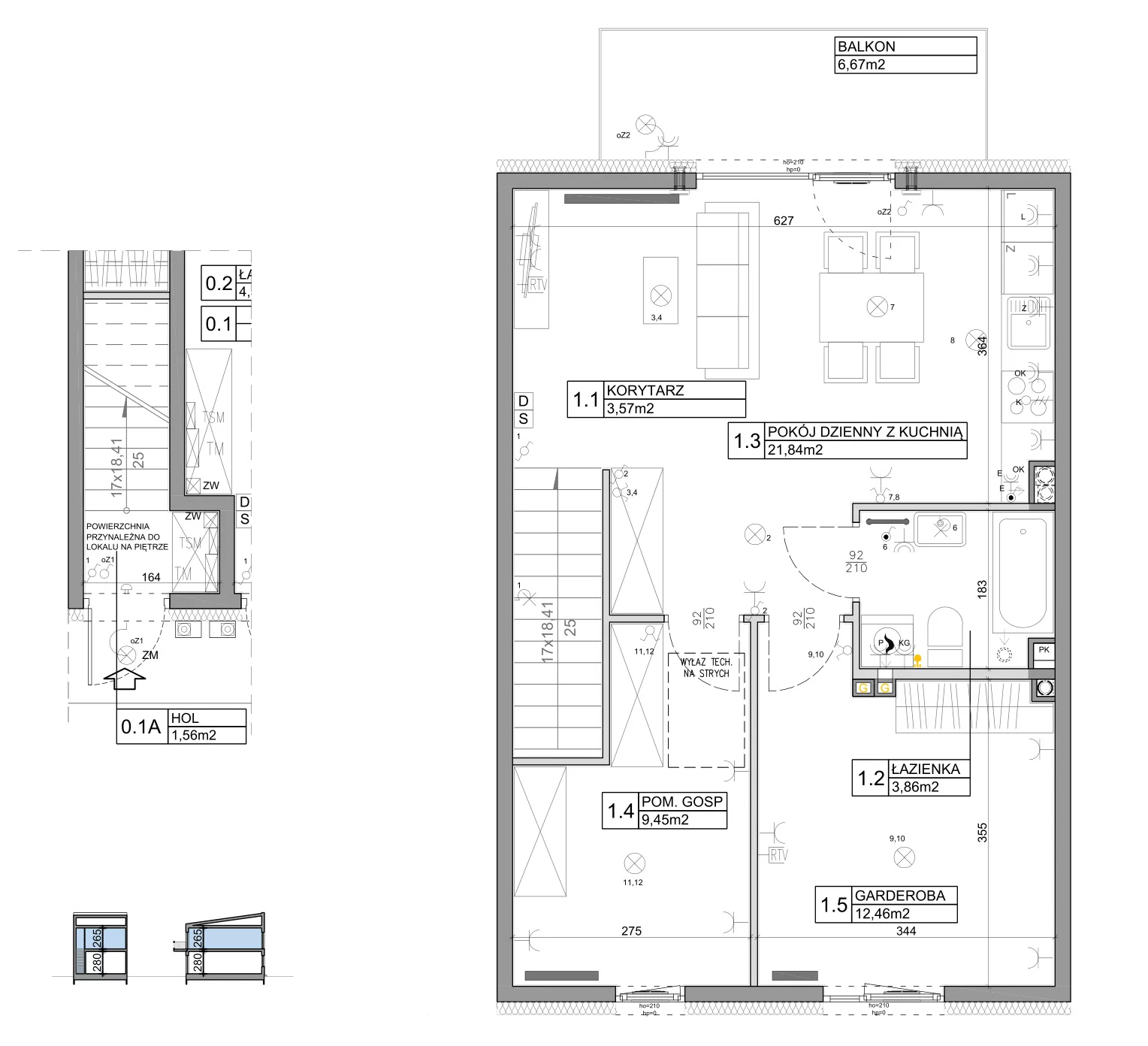 3 pokoje, mieszkanie 58,82 m², piętro 1, oferta nr 92, Manufaktura Marki 2, Marki, ul. Stawowa