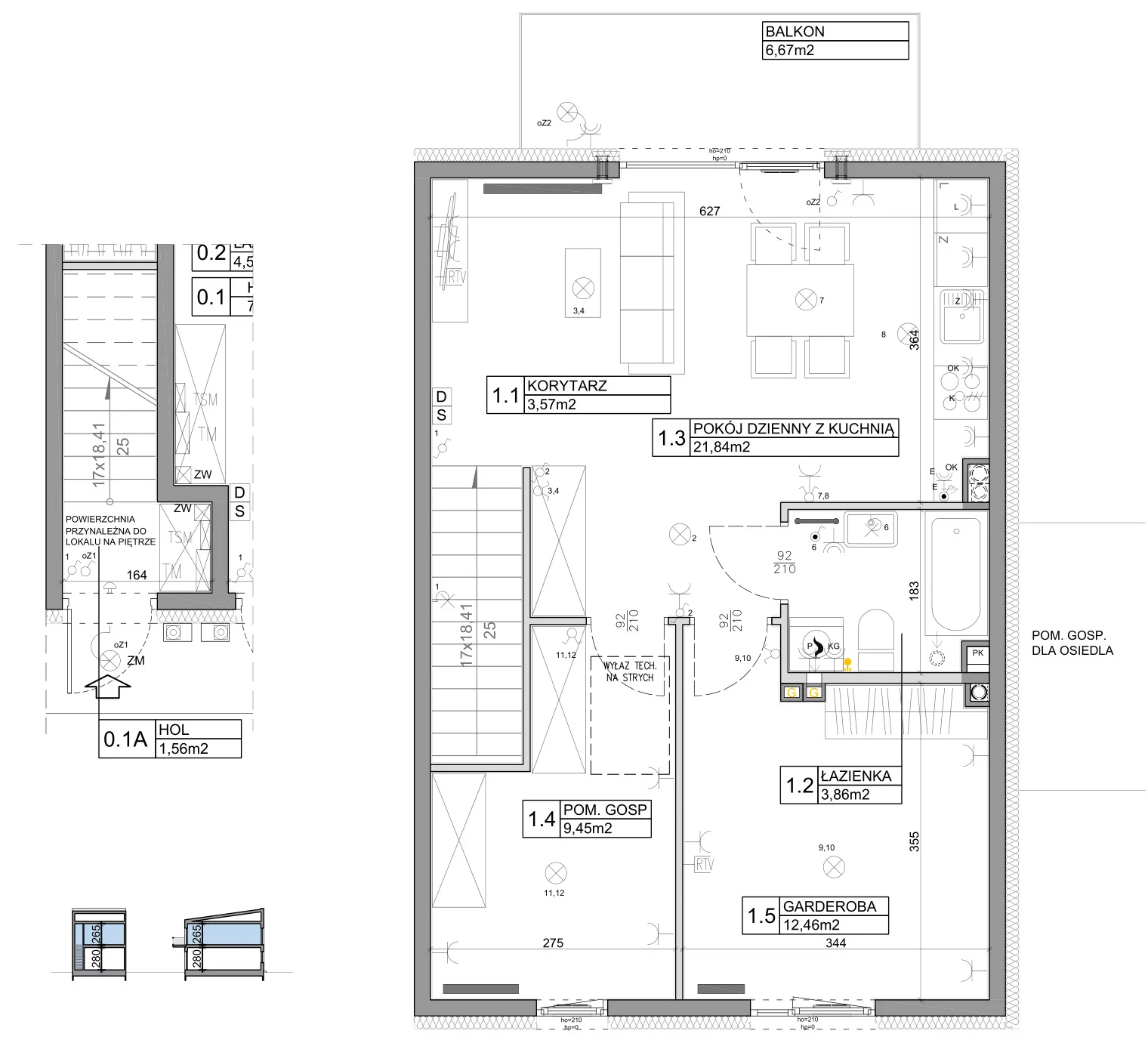 3 pokoje, mieszkanie 58,82 m², piętro 1, oferta nr 96, Manufaktura Marki 2, Marki, ul. Stawowa