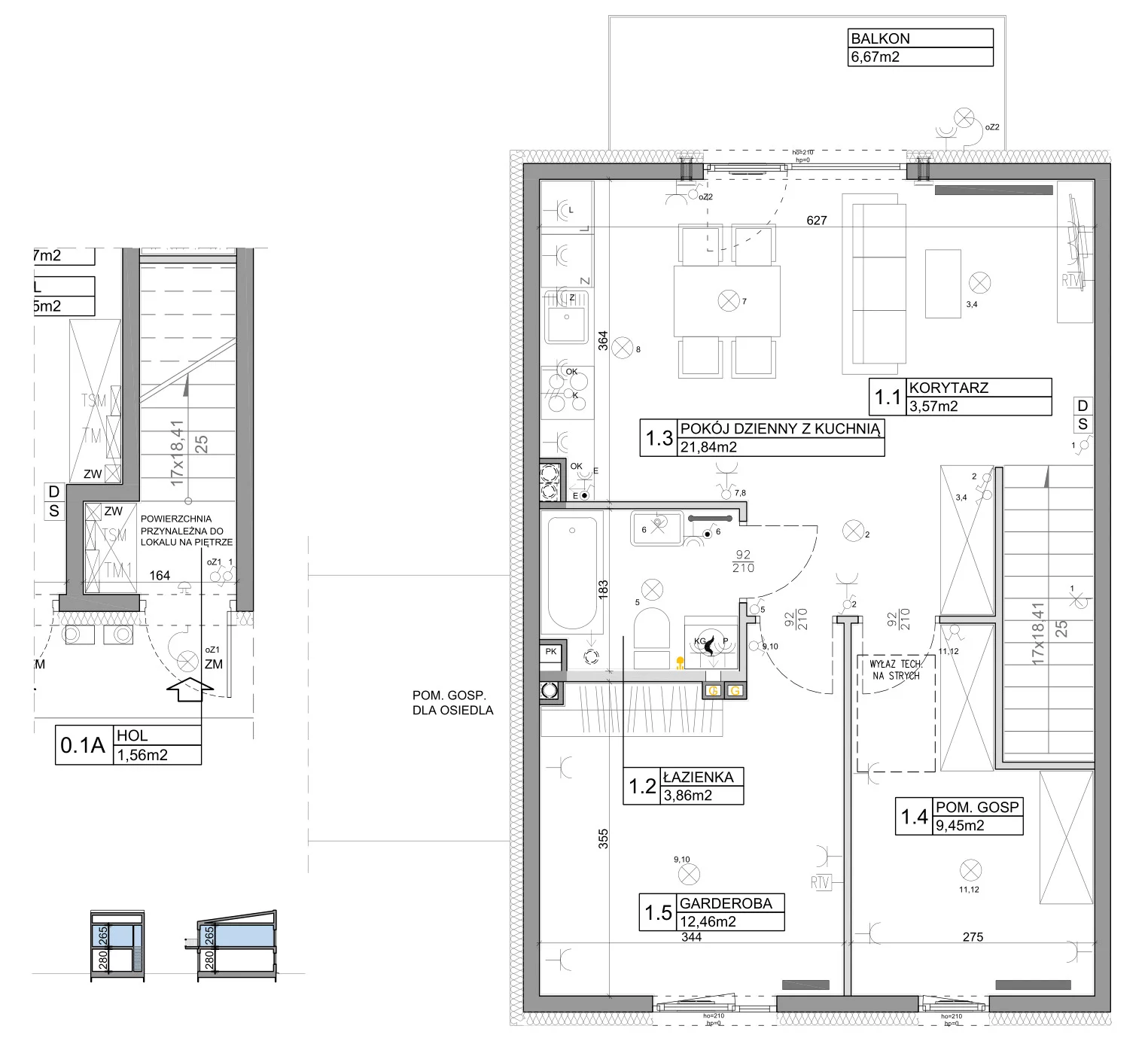 3 pokoje, mieszkanie 58,82 m², piętro 1, oferta nr 98, Manufaktura Marki 2, Marki, ul. Stawowa