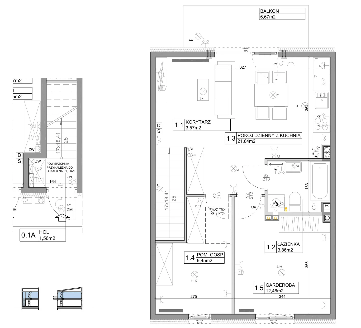3 pokoje, mieszkanie 58,82 m², piętro 1, oferta nr 100, Manufaktura Marki 2, Marki, ul. Stawowa