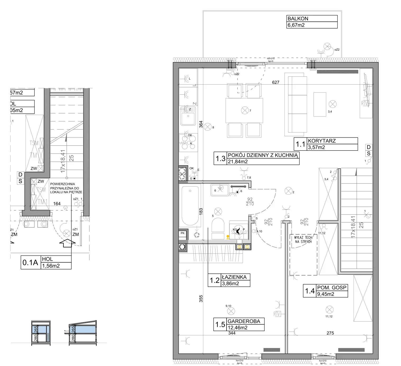 3 pokoje, mieszkanie 58,82 m², piętro 1, oferta nr 102, Manufaktura Marki 2, Marki, ul. Stawowa