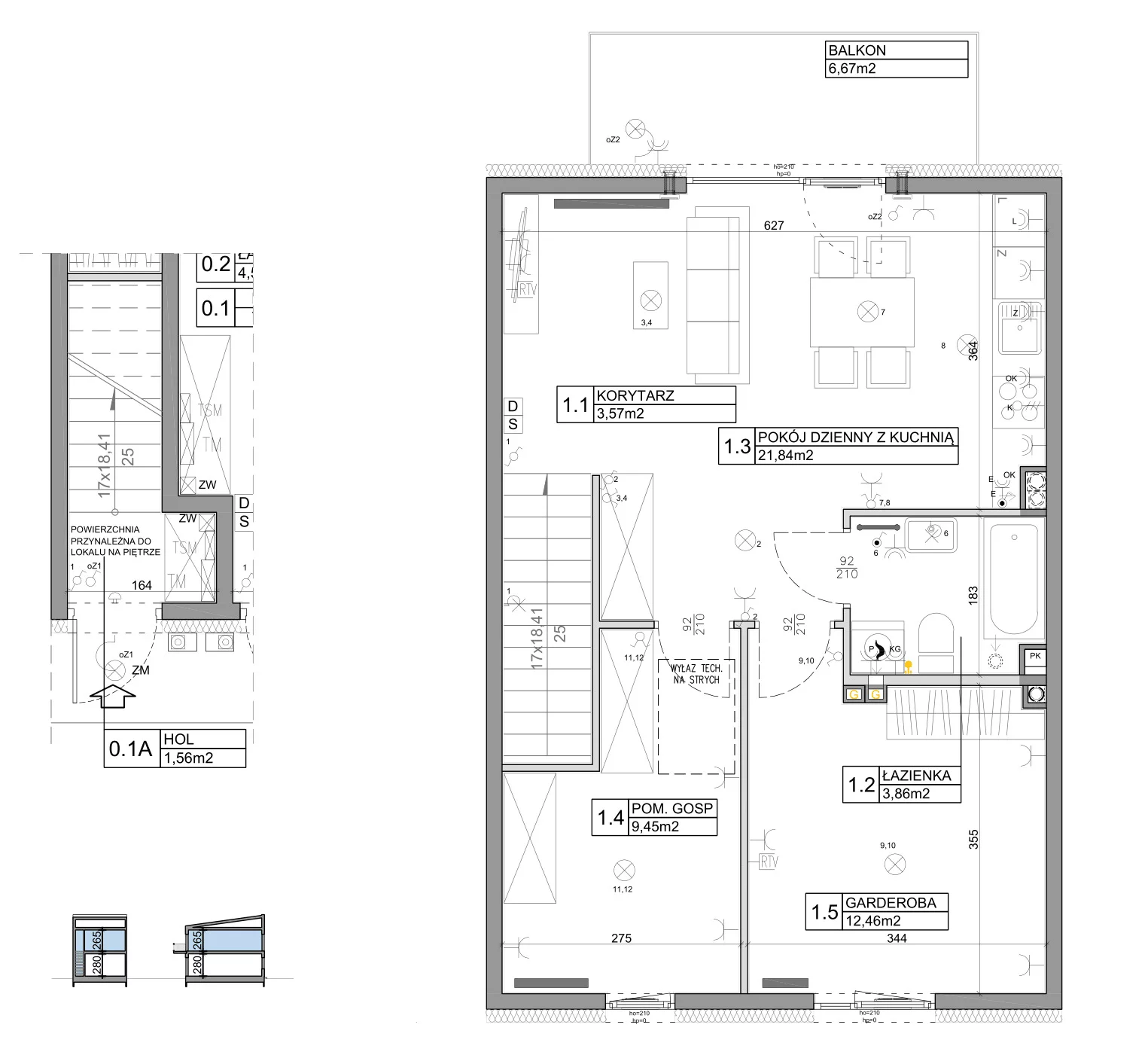 3 pokoje, mieszkanie 58,82 m², piętro 1, oferta nr 104, Manufaktura Marki 2, Marki, ul. Stawowa