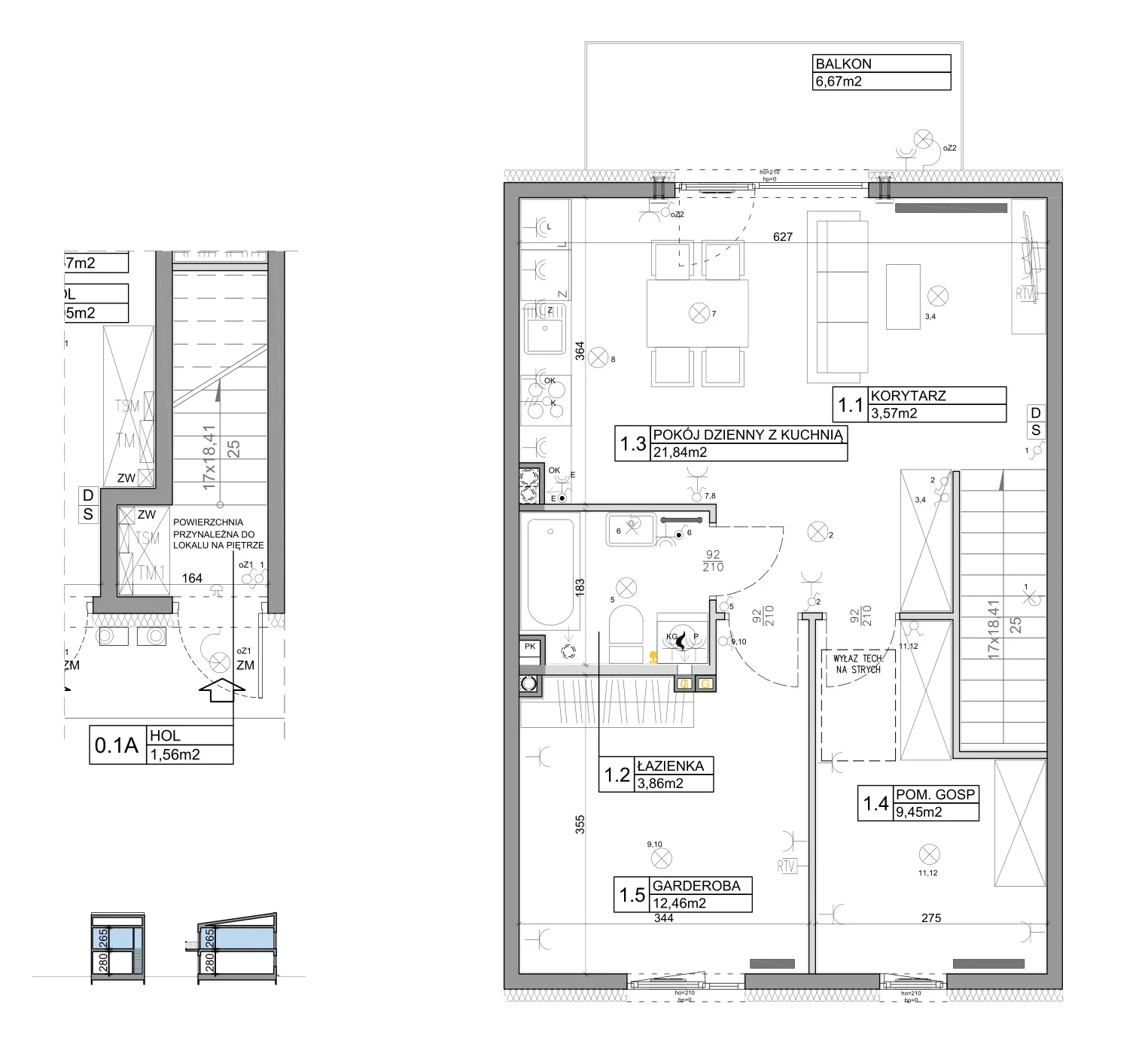 3 pokoje, mieszkanie 58,82 m², piętro 1, oferta nr 106, Manufaktura Marki 2, Marki, ul. Stawowa