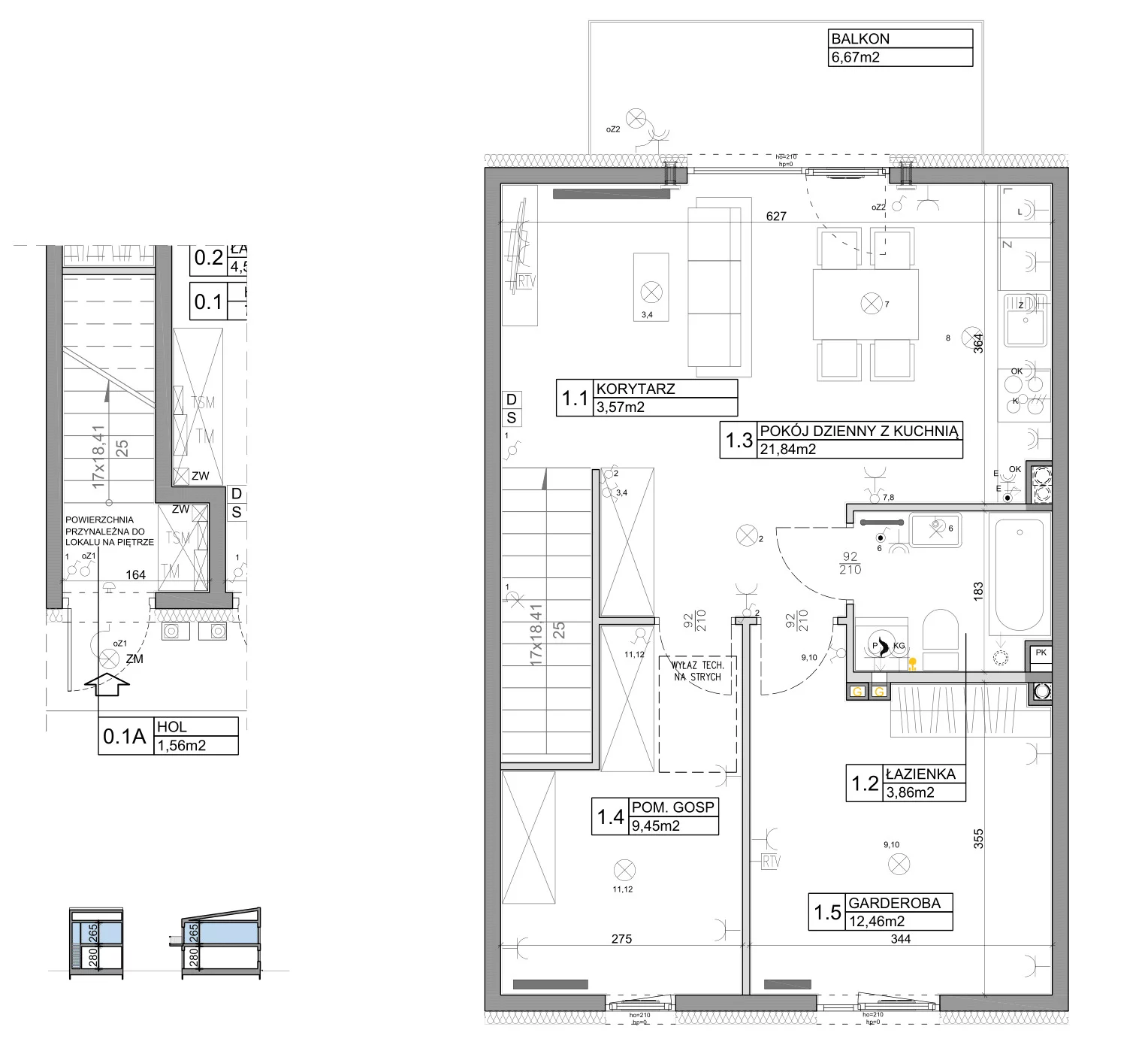 3 pokoje, mieszkanie 58,82 m², piętro 1, oferta nr 108, Manufaktura Marki 2, Marki, ul. Stawowa