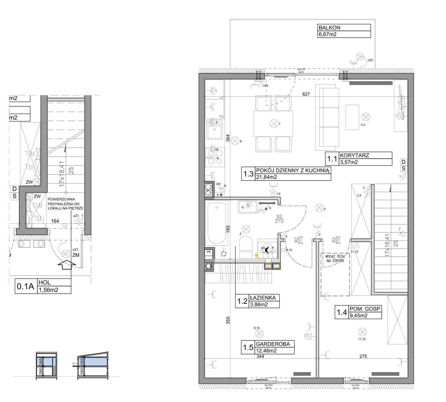 3 pokoje, mieszkanie 58,82 m², piętro 1, oferta nr 110, Manufaktura Marki 2, Marki, ul. Stawowa