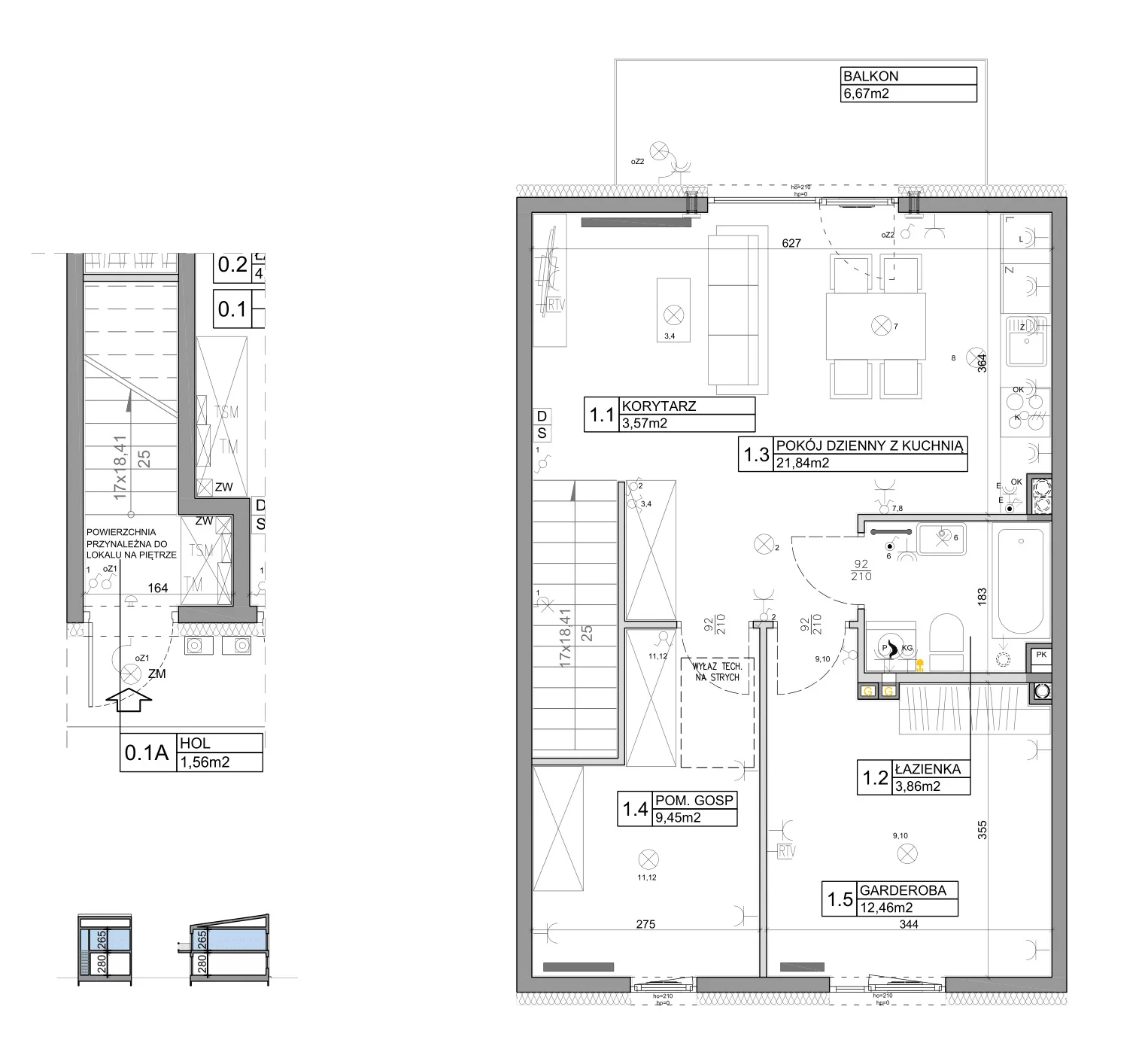 3 pokoje, mieszkanie 58,82 m², piętro 1, oferta nr 112, Manufaktura Marki 2, Marki, ul. Stawowa