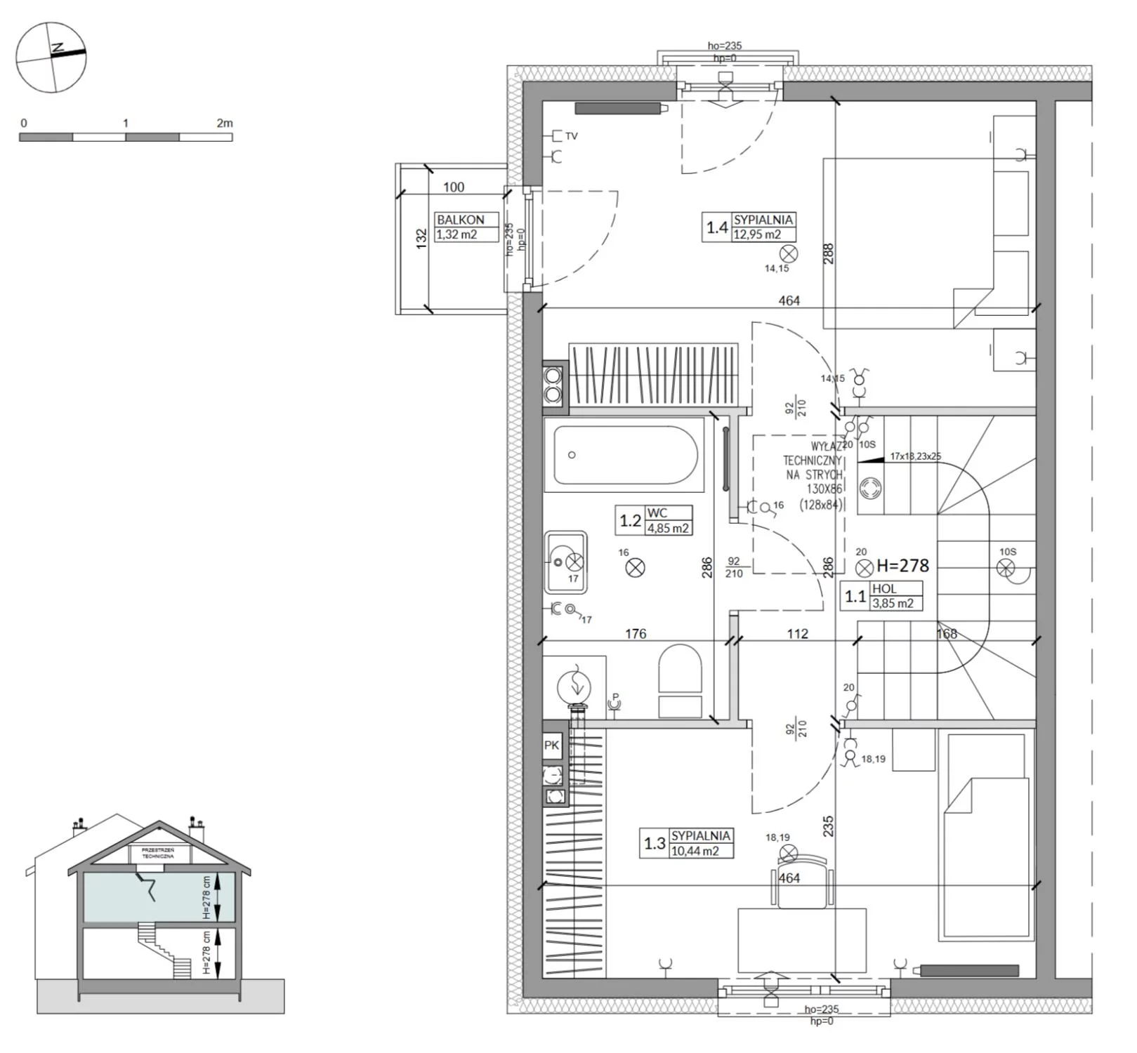 Dom 68,29 m², oferta nr 1A, Osiedle Słoneczne, Sulejówek, ul. Szklarniowa