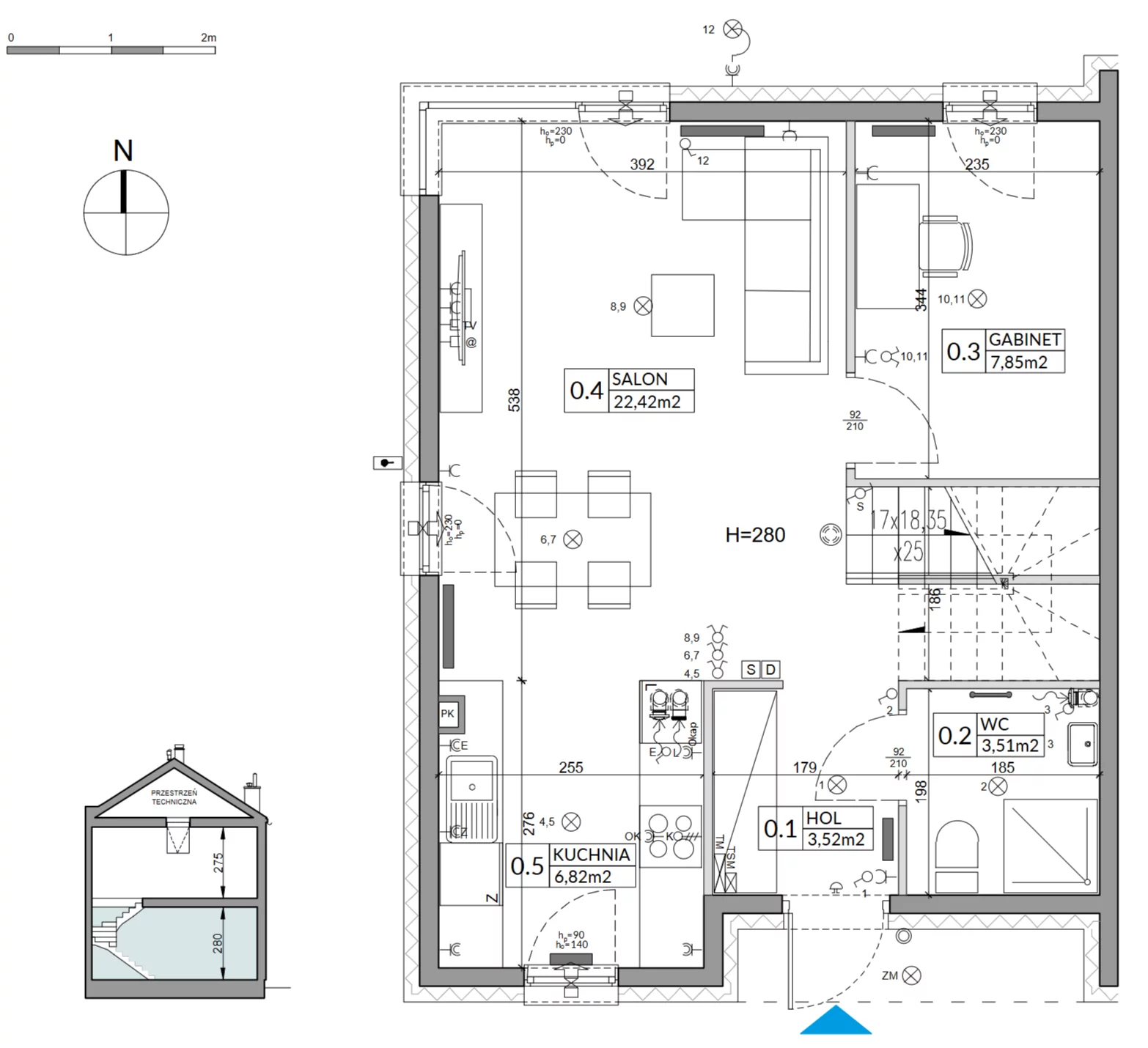 5 pokoi, mieszkanie 96,76 m², parter, oferta nr 1A, Arkady Walendów, Walendów, ul. Brzozowa