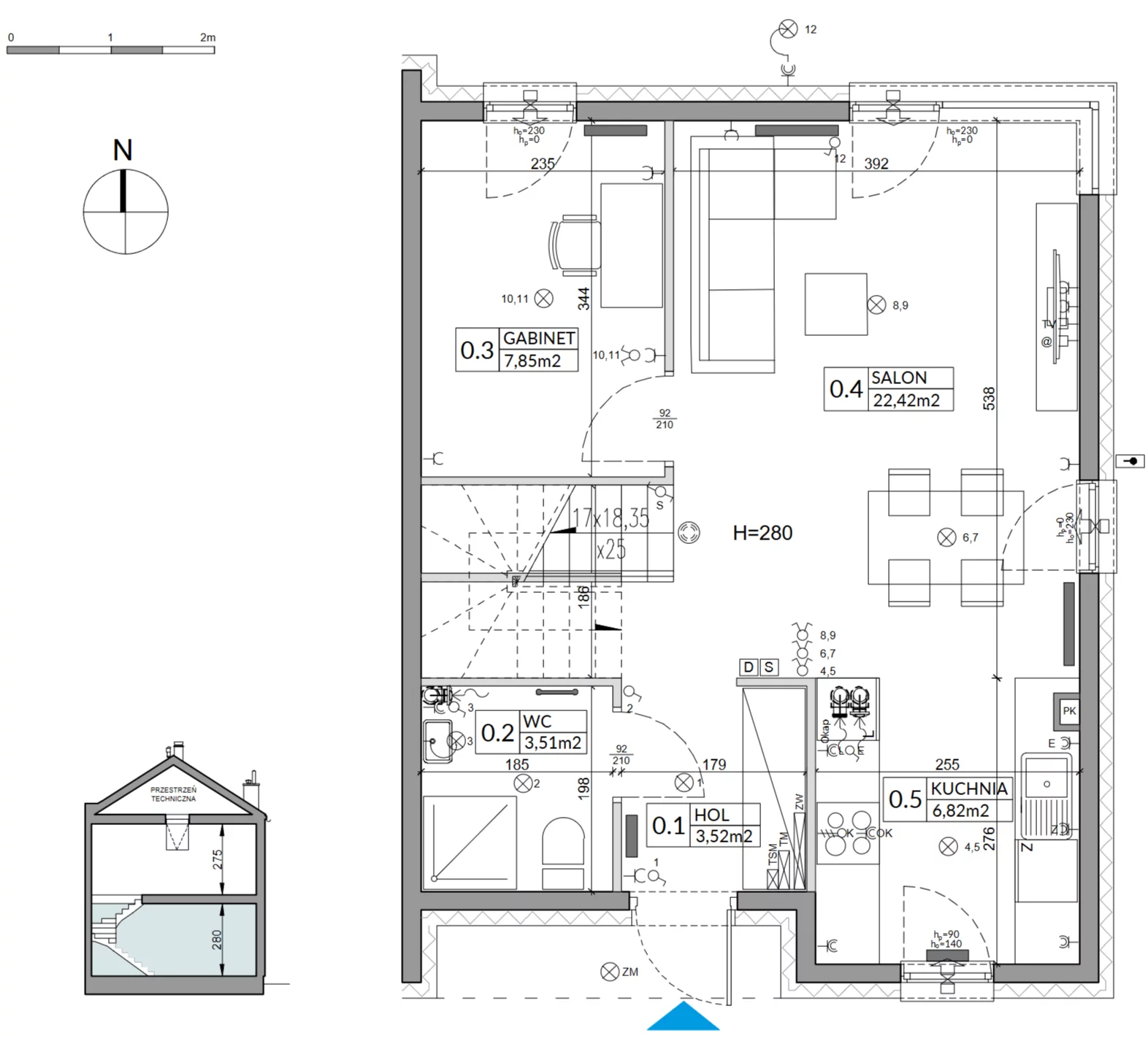 5 pokoi, mieszkanie 96,76 m², parter, oferta nr 2B, Arkady Walendów, Walendów, ul. Brzozowa