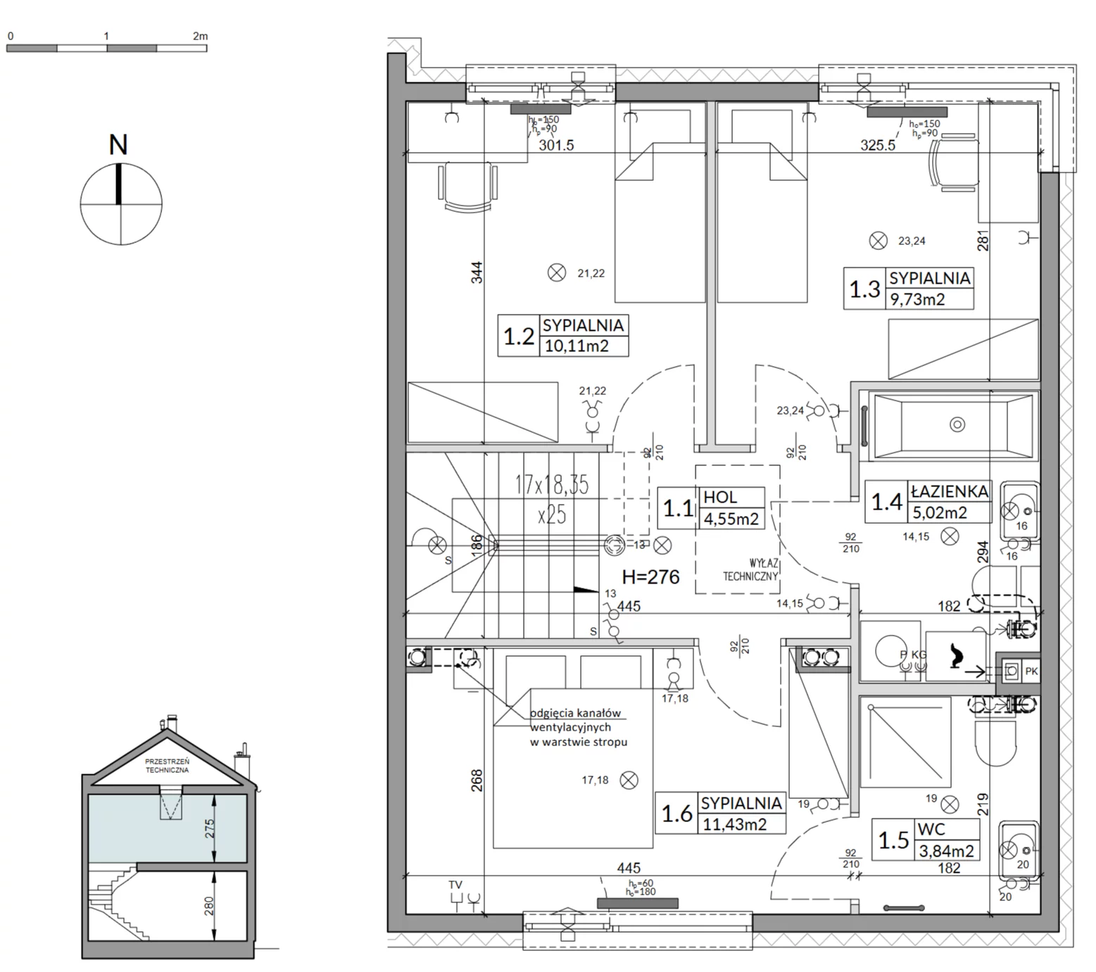 5 pokoi, mieszkanie 96,76 m², parter, oferta nr 2B, Arkady Walendów, Walendów, ul. Brzozowa