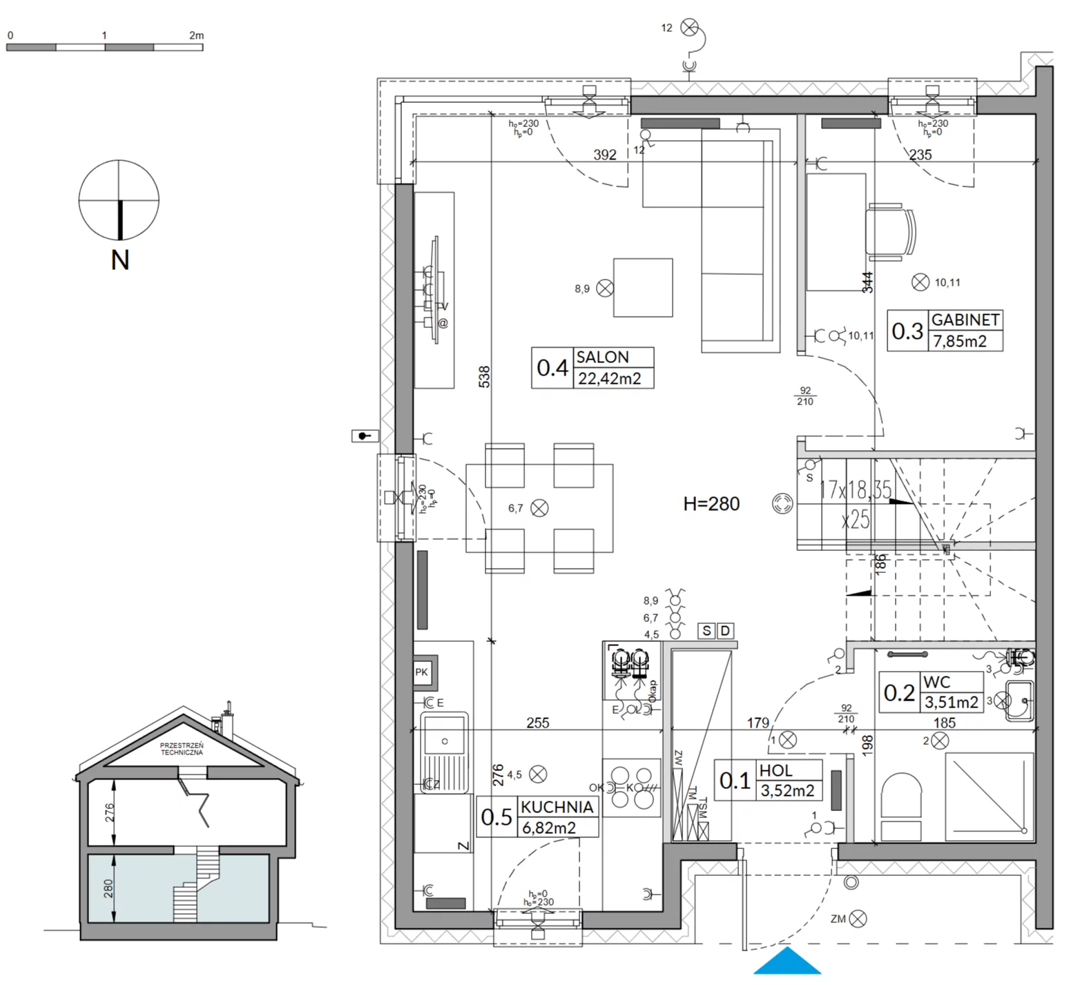 5 pokoi, mieszkanie 96,76 m², parter, oferta nr 3A, Arkady Walendów, Walendów, ul. Brzozowa