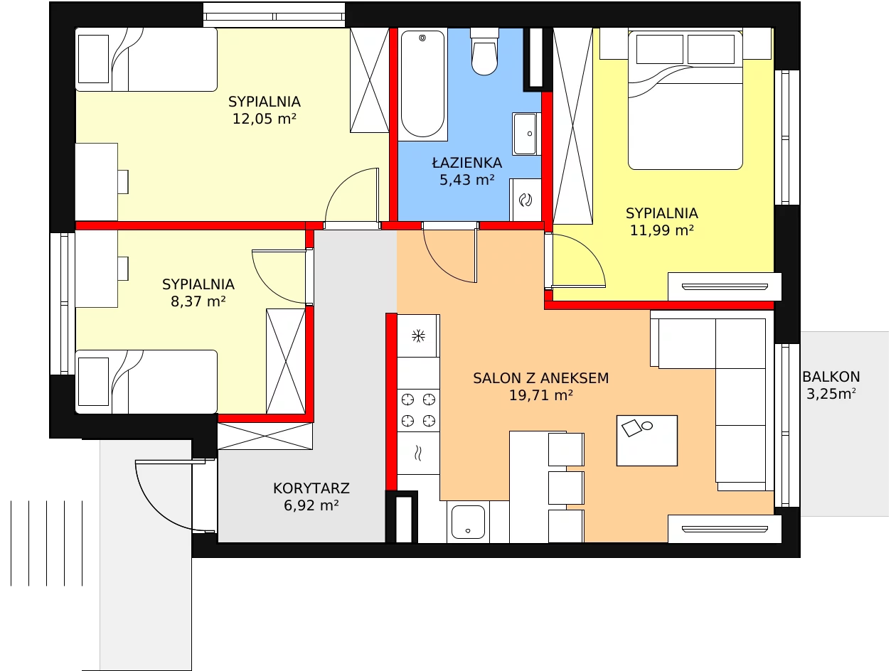 Mieszkanie 67,05 m², piętro 1, oferta nr 37B, Osiedle Natura, Janczewice, ul. Jedności 130