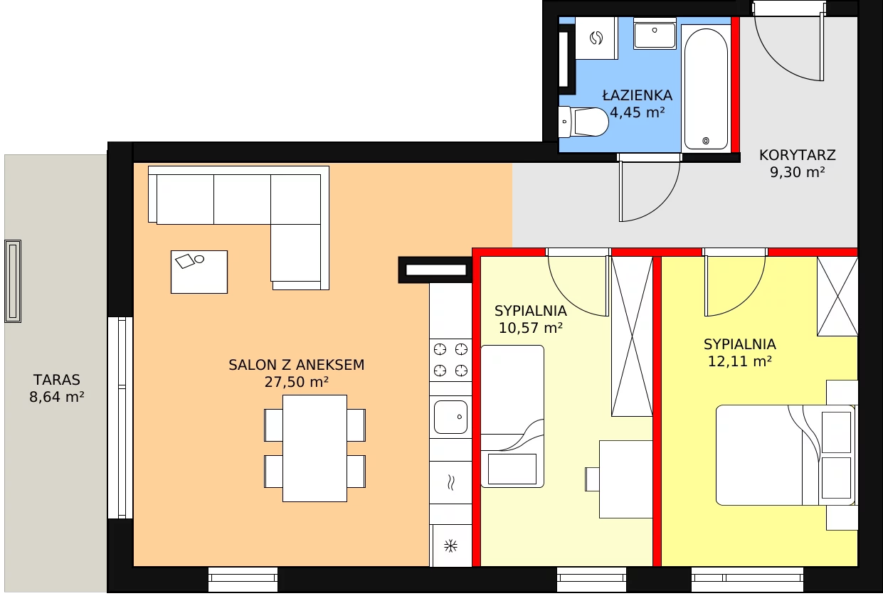 Mieszkanie 66,17 m², piętro 1, oferta nr 33, Apartamenty Przyjaciół, Warszawa, Białołęka, Szamocin, ul. Cieślewskich 49