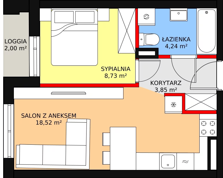 2 pokoje, mieszkanie 36,56 m², piętro 2, oferta nr 36, Apartamenty Przyjaciół, Warszawa, Białołęka, Szamocin, ul. Cieślewskich 49