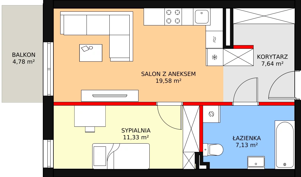 Mieszkanie 46,99 m², piętro 2, oferta nr 46, Apartamenty Przyjaciół, Warszawa, Białołęka, Szamocin, ul. Cieślewskich 49