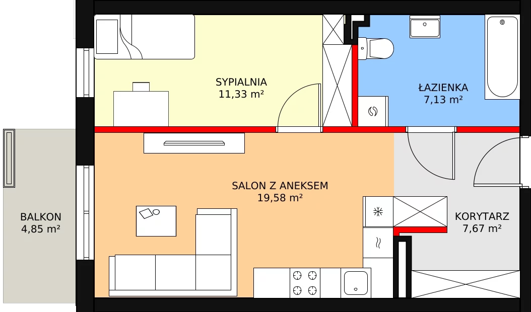 Mieszkanie 47,05 m², piętro 2, oferta nr 45, Apartamenty Przyjaciół, Warszawa, Białołęka, Szamocin, ul. Cieślewskich 49