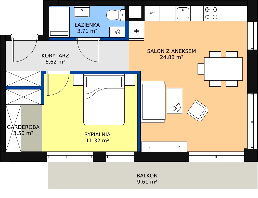 Zalety mieszkania 51.66 m², H12