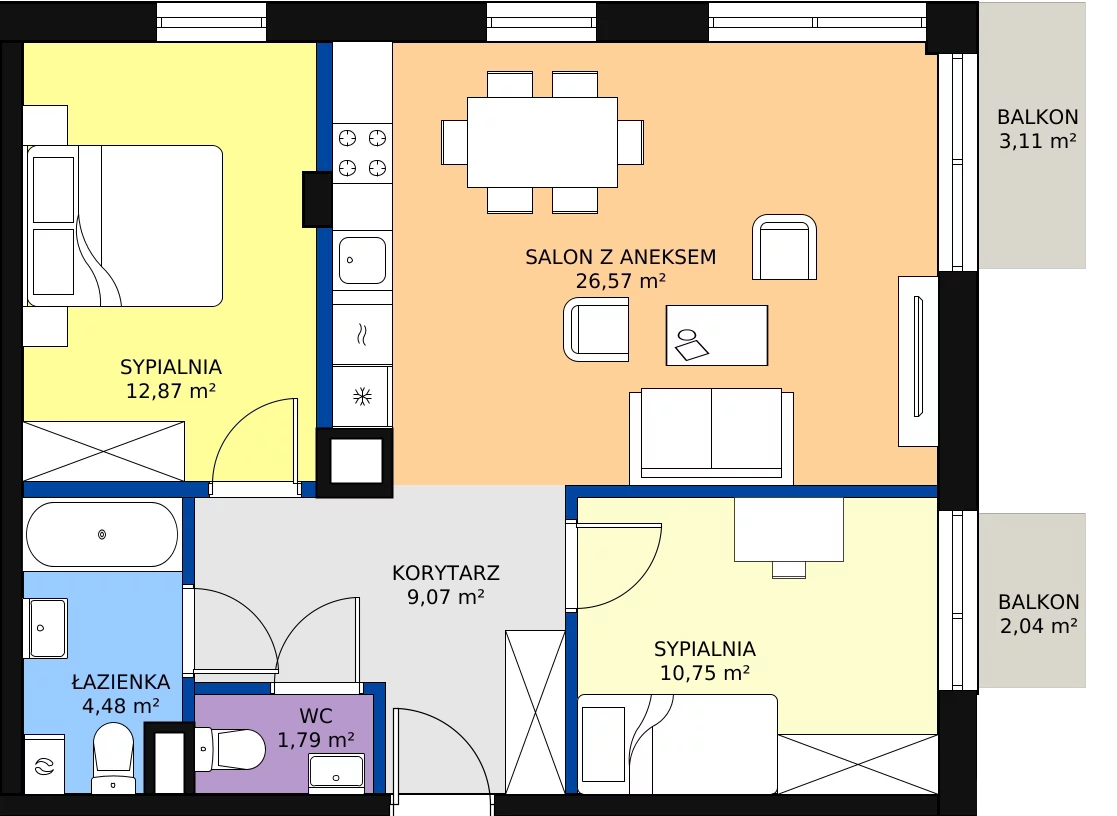 Zalety mieszkania 67.96 m², H37