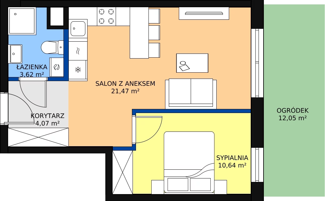 Zalety mieszkania 40.96 m², O2