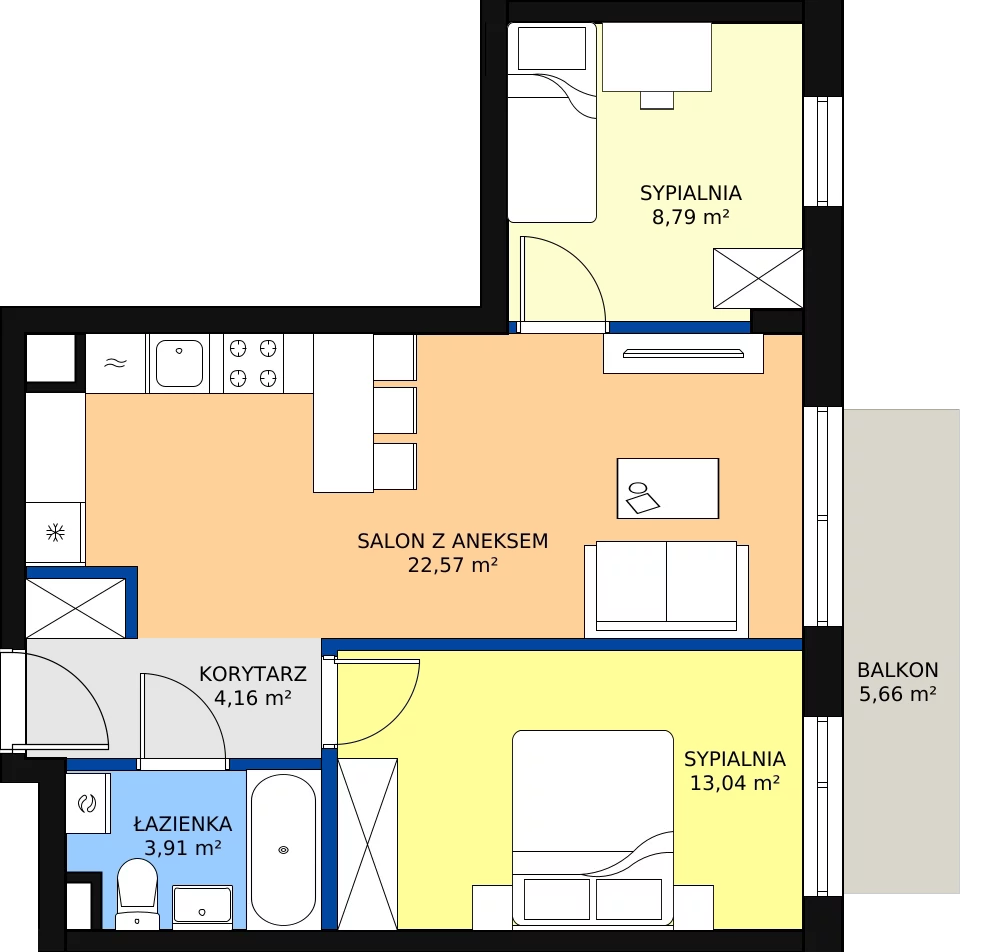 Zalety mieszkania 54.36 m², O11